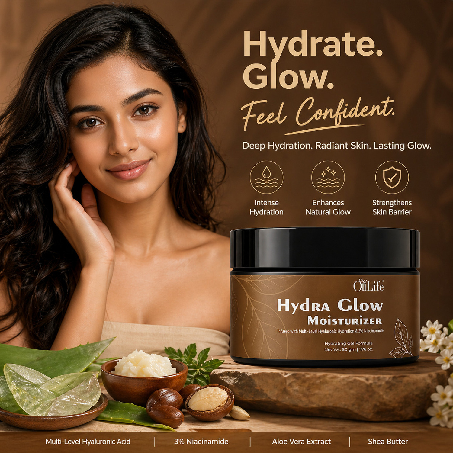 Image of OtiLife Korean Rice Water Hydra Glow Moisturizer,Light Gel& instant Glass Skin Glow