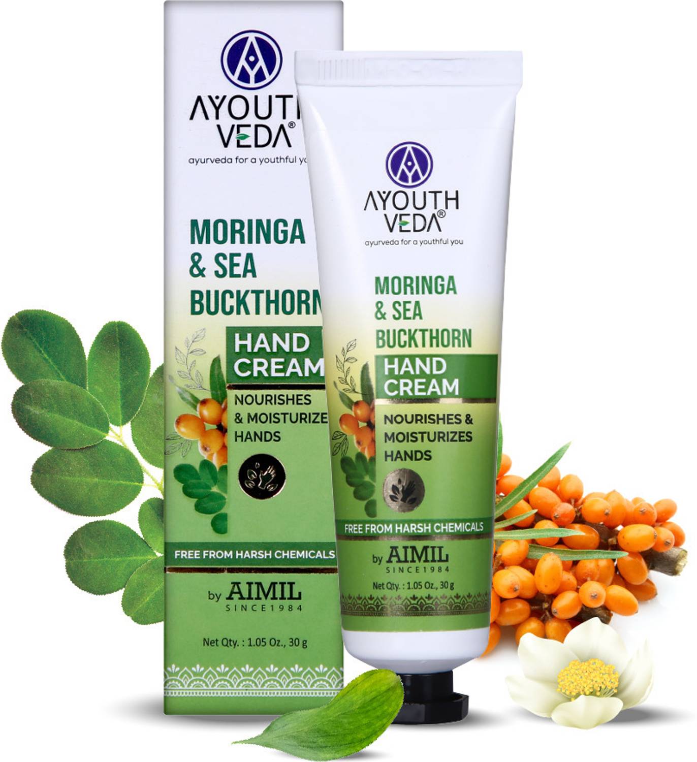 AYOUTHVEDA Moringa & Sea Buckthorn Hand Cream | Soothens, Nourishes & Moisturizes Hands