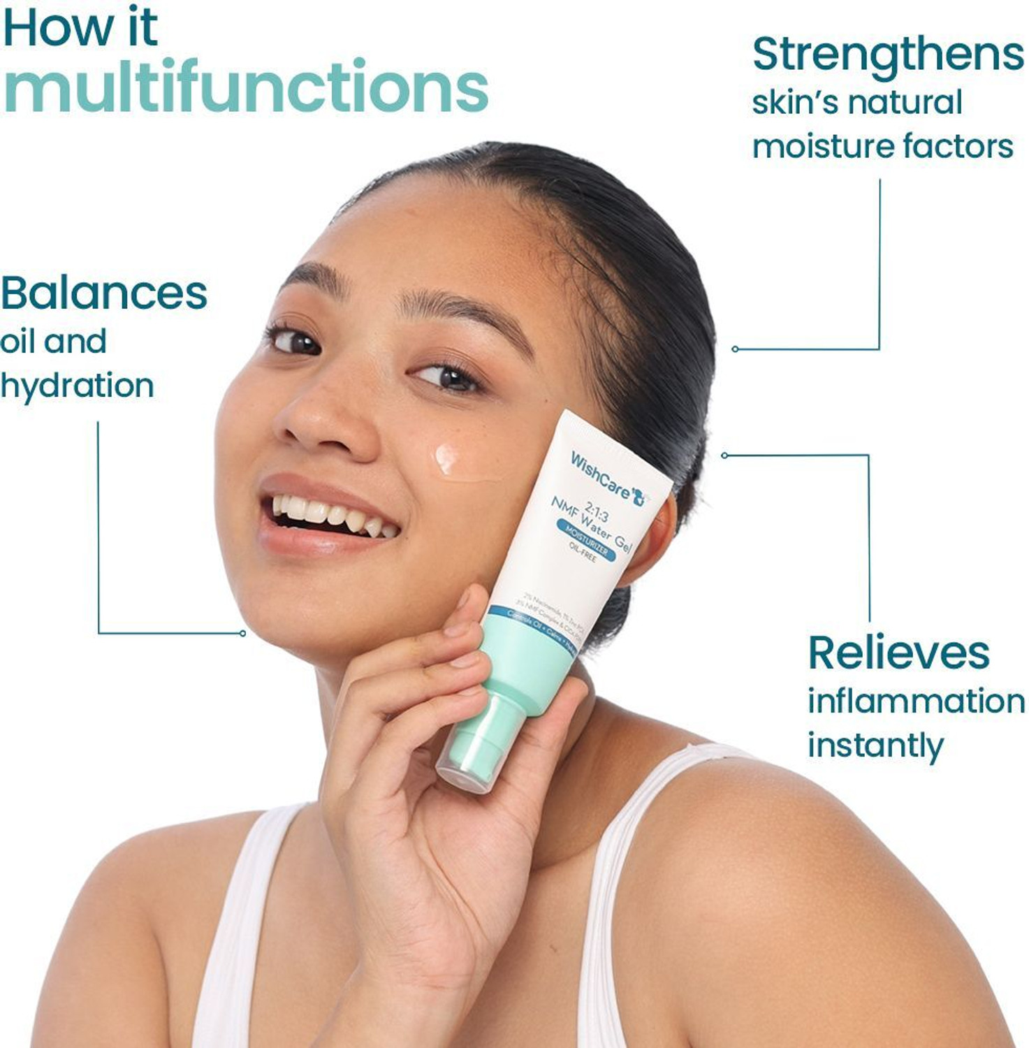 Image of WishCare 2:1:3 NMF Water Gel Moisturizer For Face|For Men & Women|Oil-Free Hydration