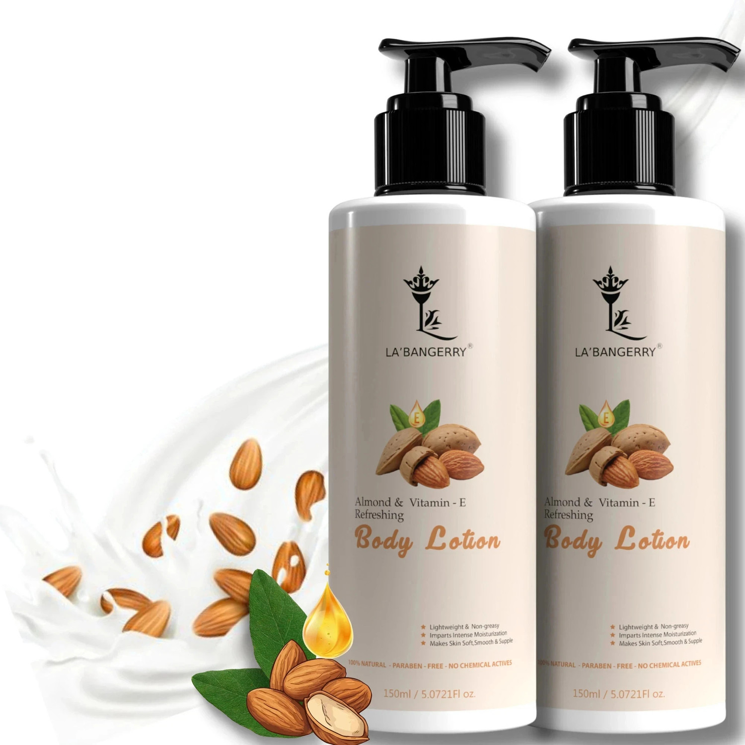 Image of LA'BANGERRY Almond & Vitamin E Body Lotion for Gentle Care Daily