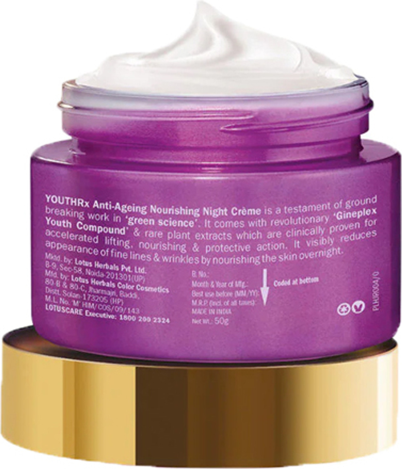 Image of LOTUS HERBALS YouthRx Anti Ageing Nourishing Night Cream | For Fine Lines & Wrinkles | 50g