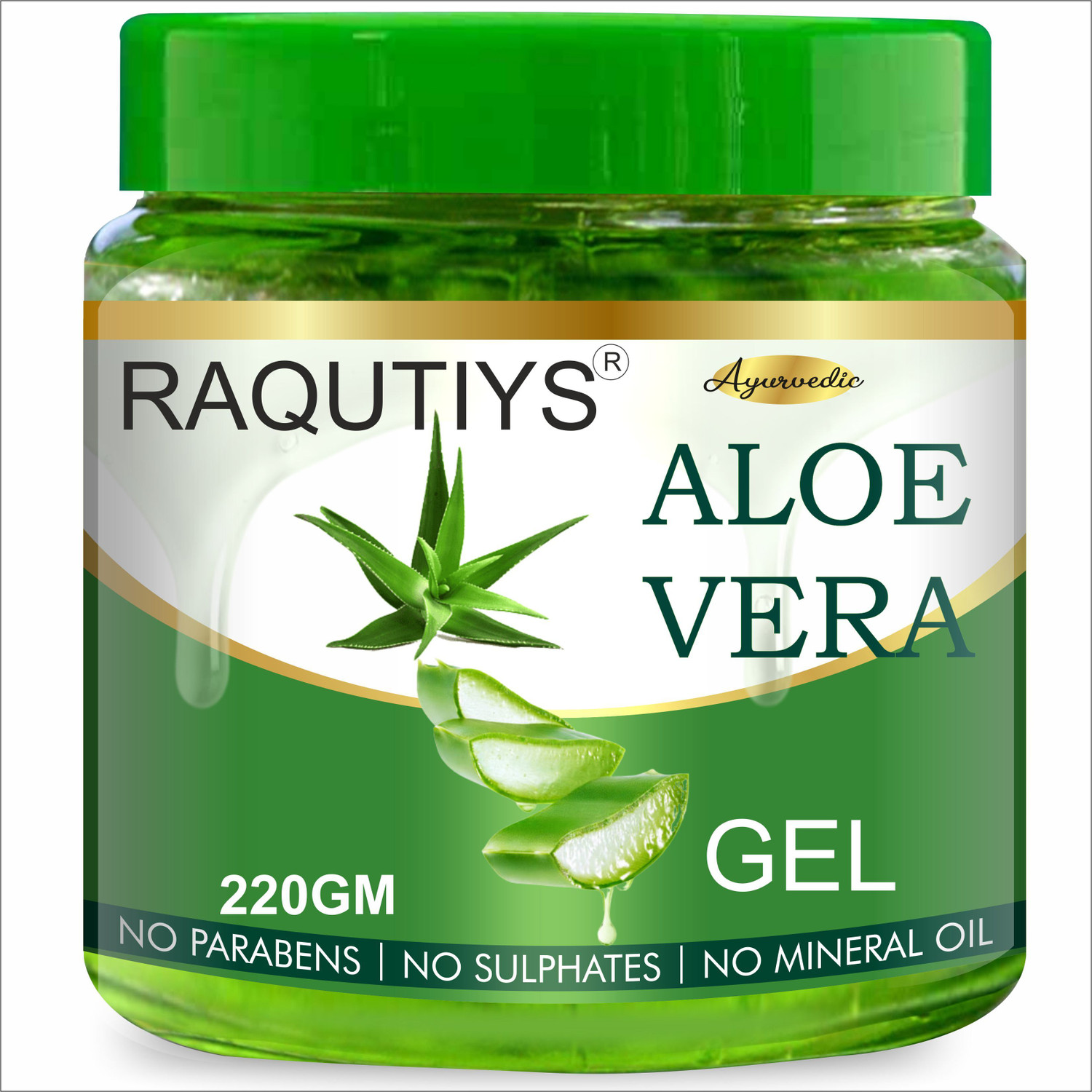 Image of RAQUITYS 100% Pure Aloe Vera Gel with Vitamin E | Soothing Gel for Skin and Hair (150GMl)