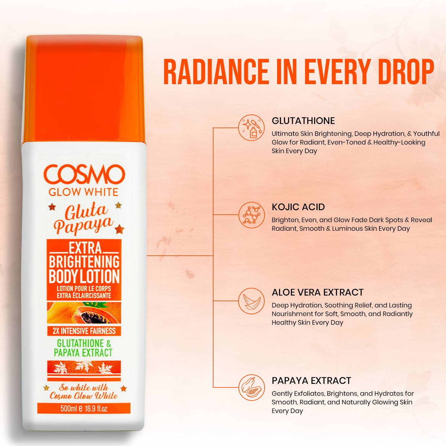 COSMO Glow White Gluta Papaya Extra Brightening Body Lotion - Price in  India, Buy COSMO Glow White Gluta Papaya Extra Brightening Body Lotion  Online In India, Reviews, Ratings & Features