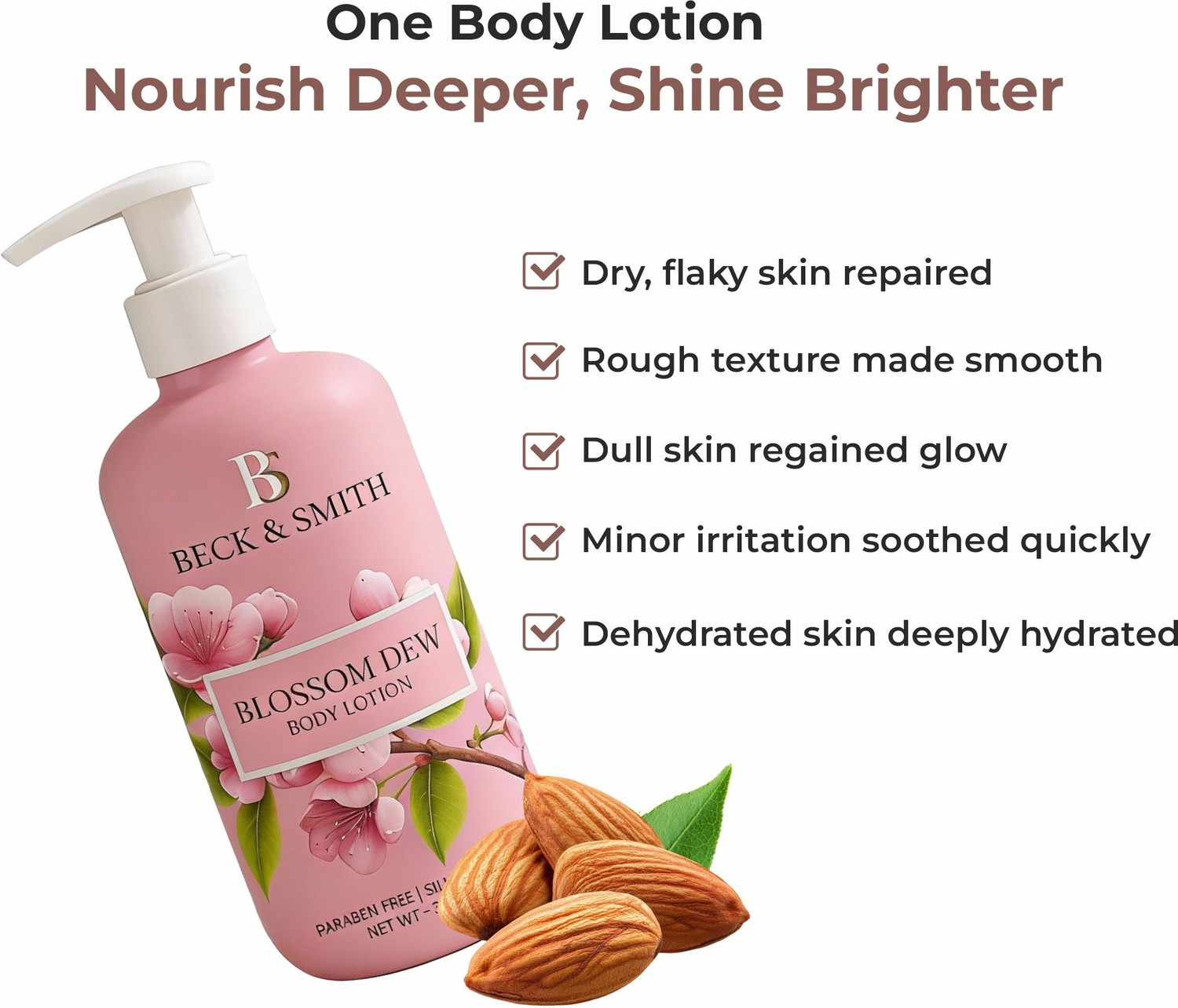 Image of BECK AND SMITH Blossom dew moisturiser body lotion for men and women for normal to dry skin