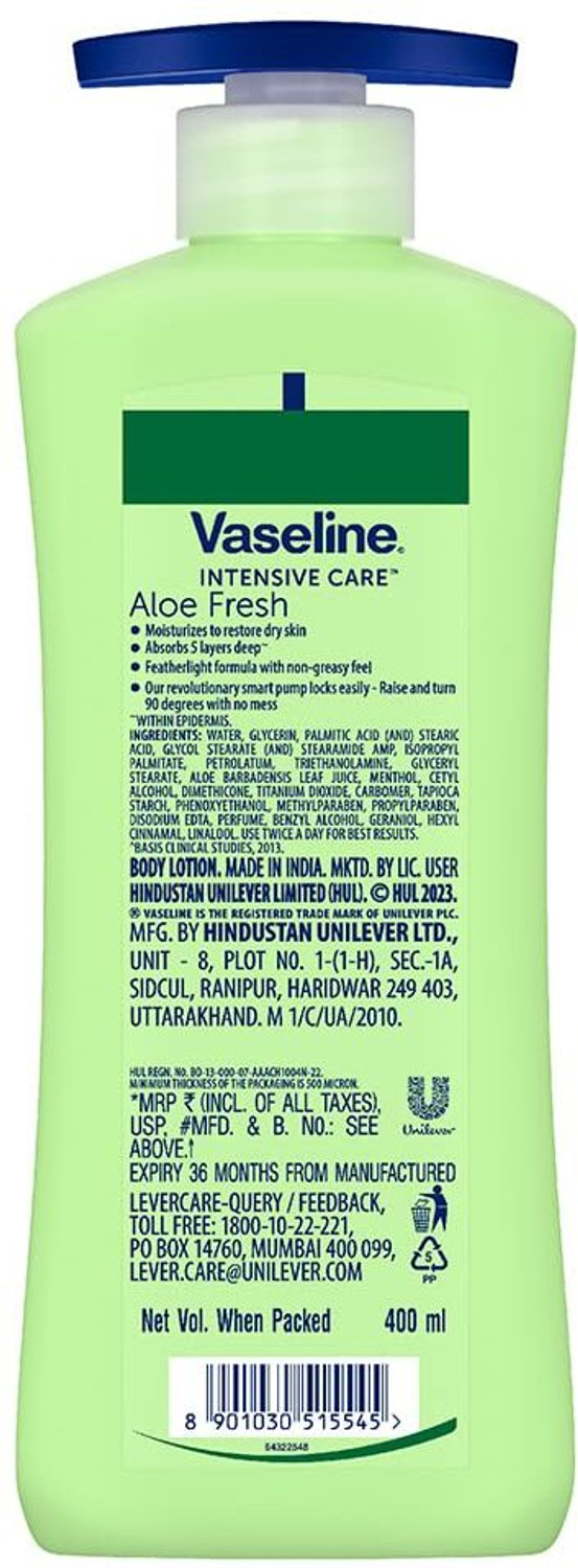 Image of Vaseline Intensive Care Aloe Fresh Body Lotion, 400 ml X 2 pack