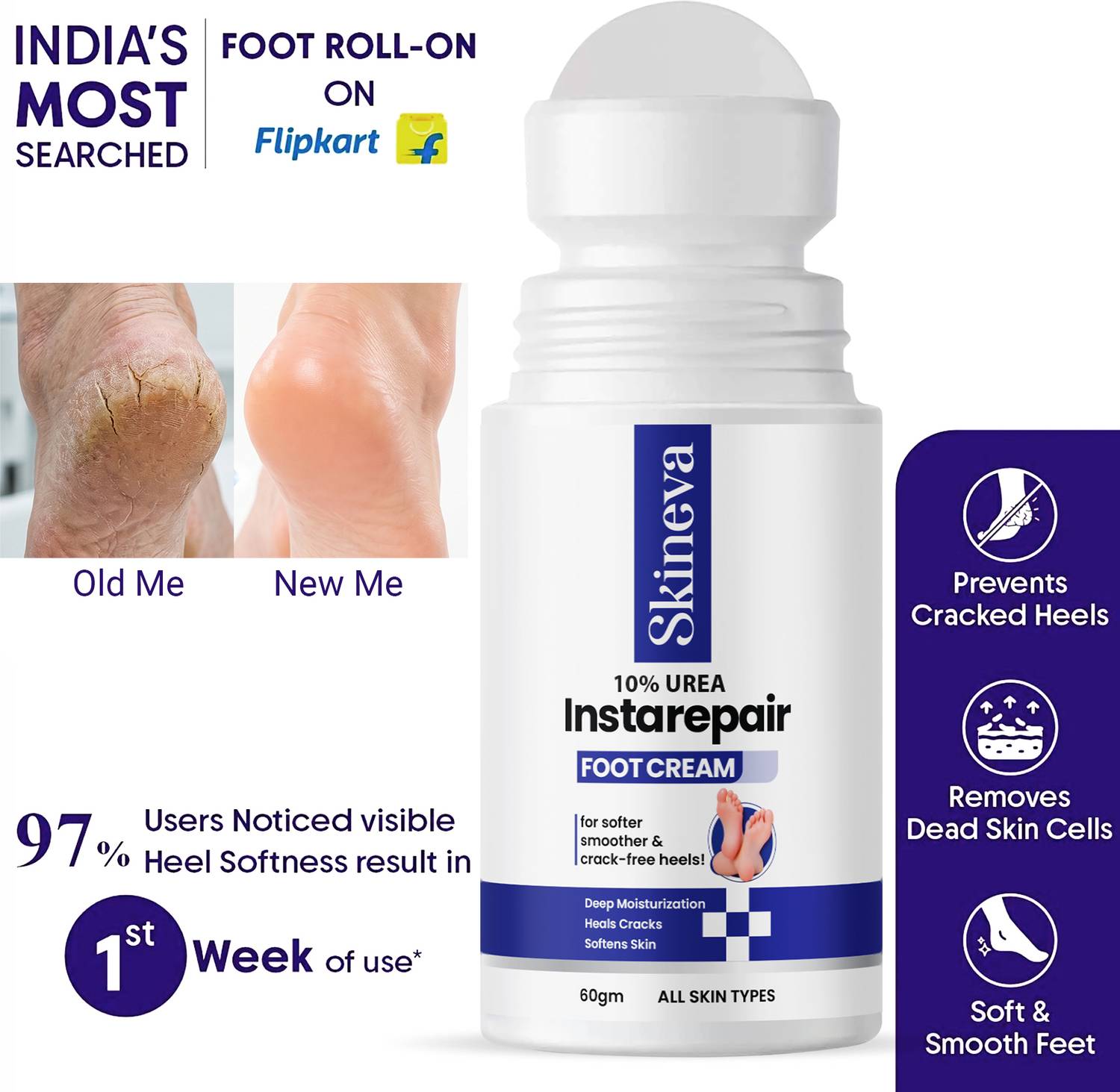 Skineva Foot Roll On Cream for Cracked Heels