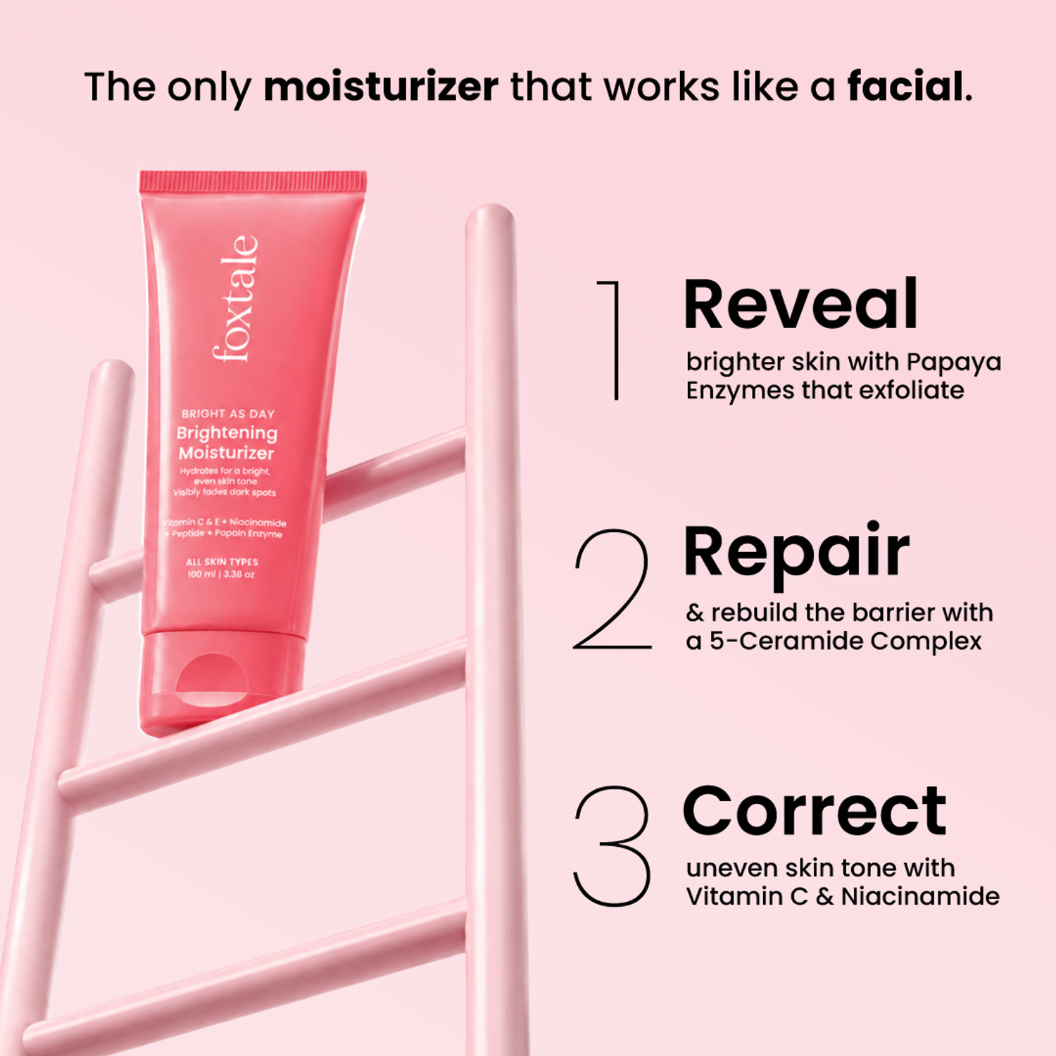 Image of Foxtale Brightening Moisturiser with Vitamin C & Niacinamide|Brightens, Fades Dark Spots