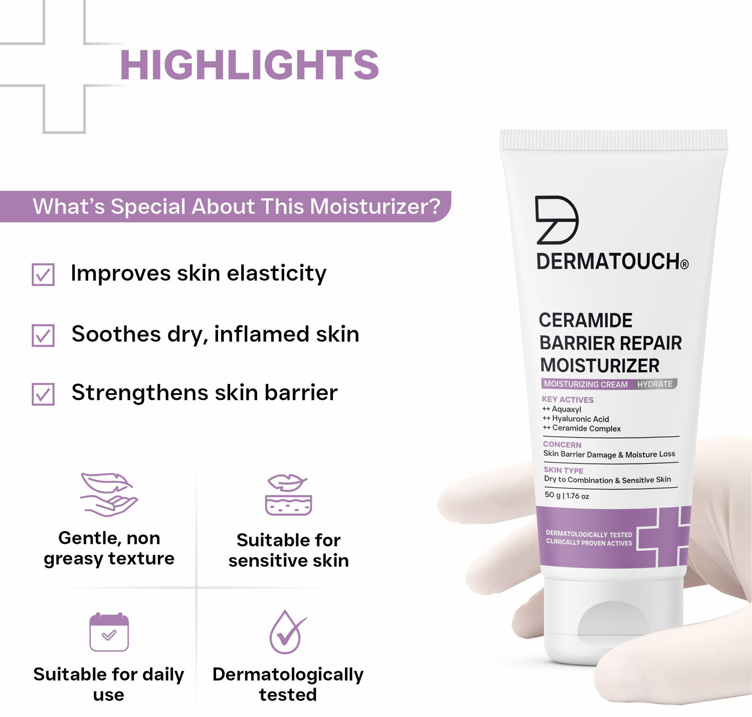 Image of Dermatouch Ceramide Barrier Repair Moisturizer, Helps Reduce Moisture Loss