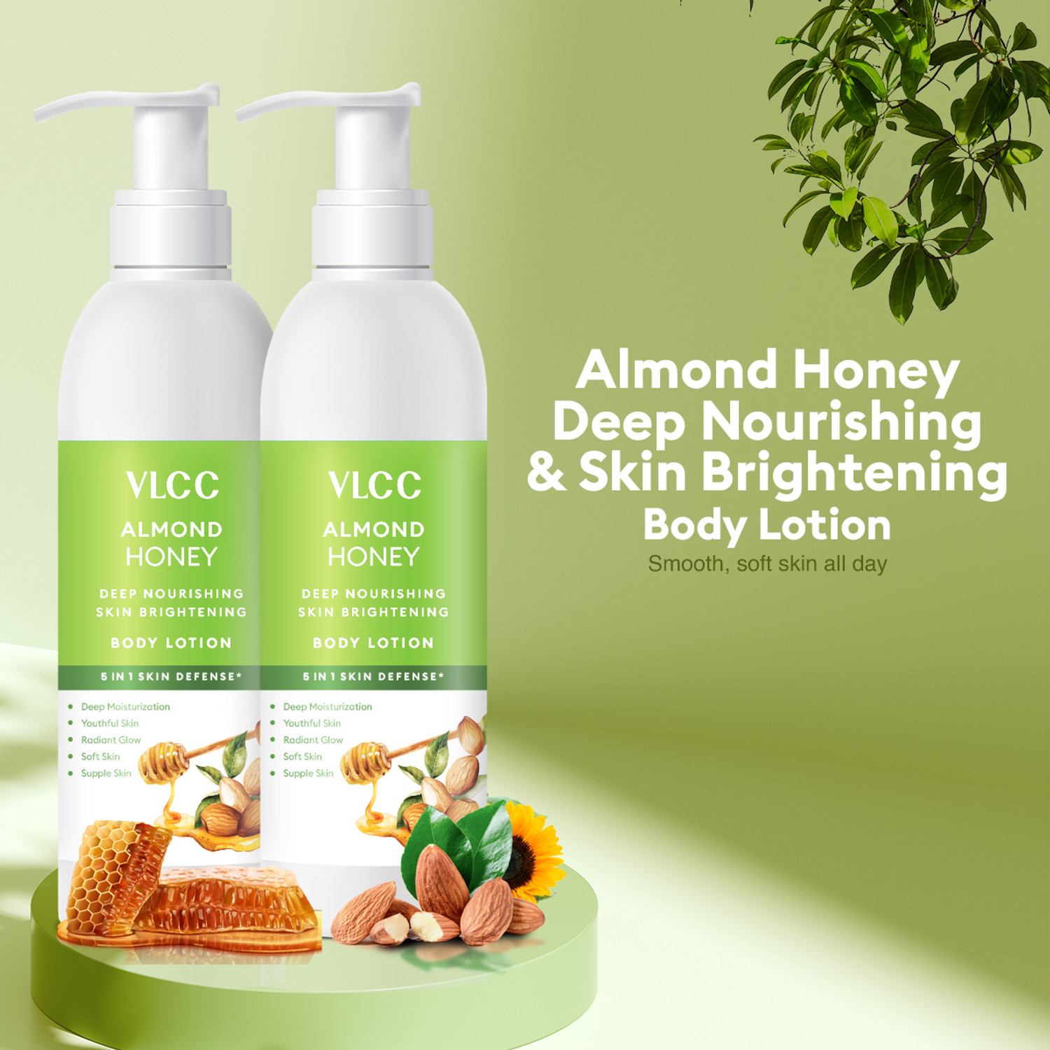 Image of VLCC Almond Honey Deep Nourishing & Skin Brightening Body Lotion 2x350ml Pack of 2