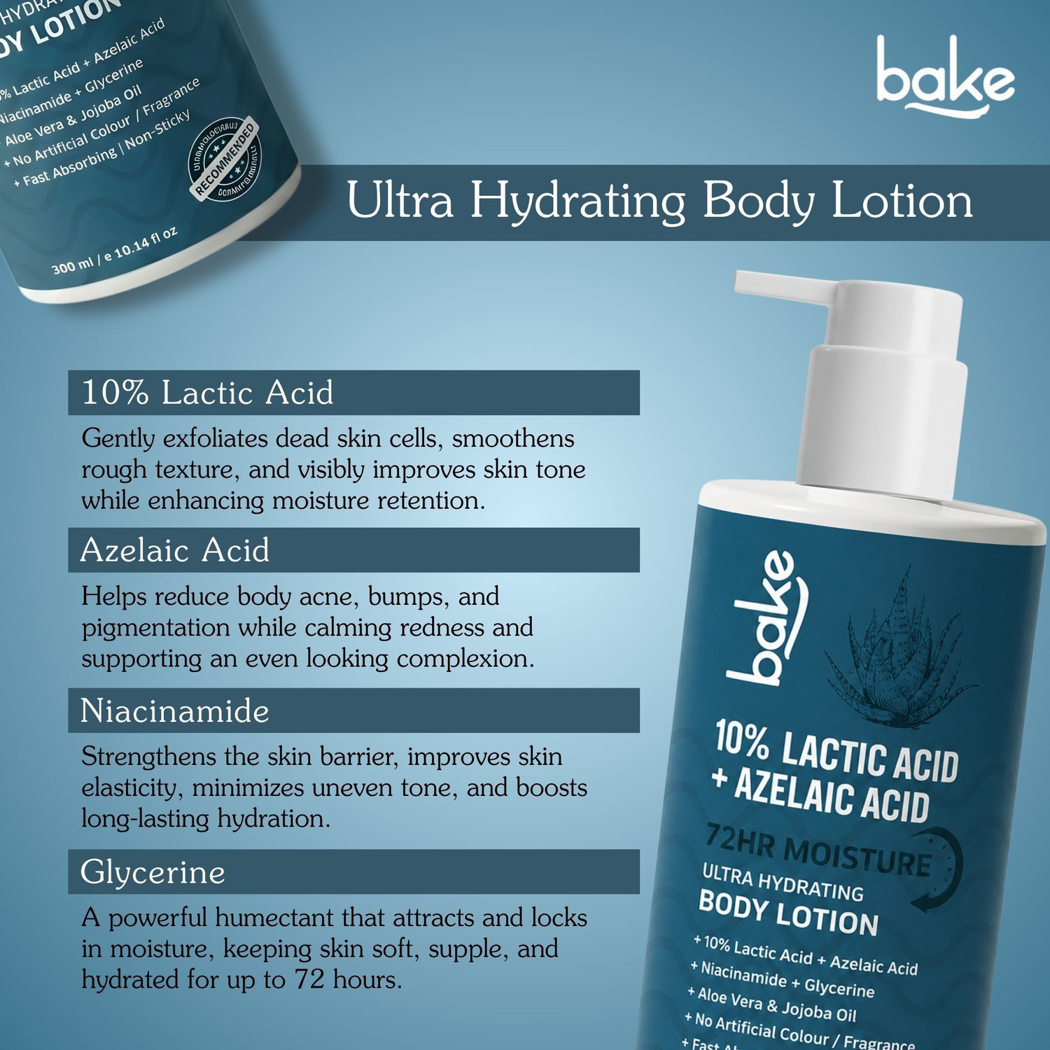 Image of BAKE 10% Lactic Acid Body Lotion For Bumpy Skin, Exfoliates Skin & Reduces Body Acne