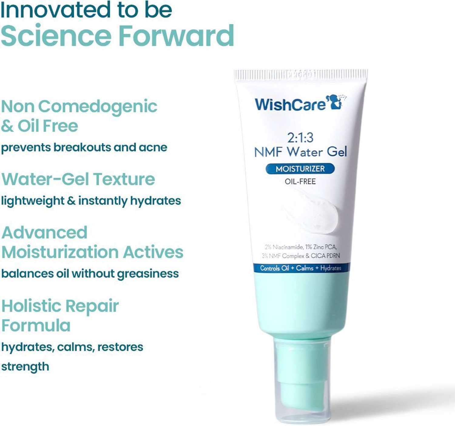 Image of WishCare 2:1:3 NMF Water Gel Moisturizer For Face|For Men & Women|Oil-Free Hydration