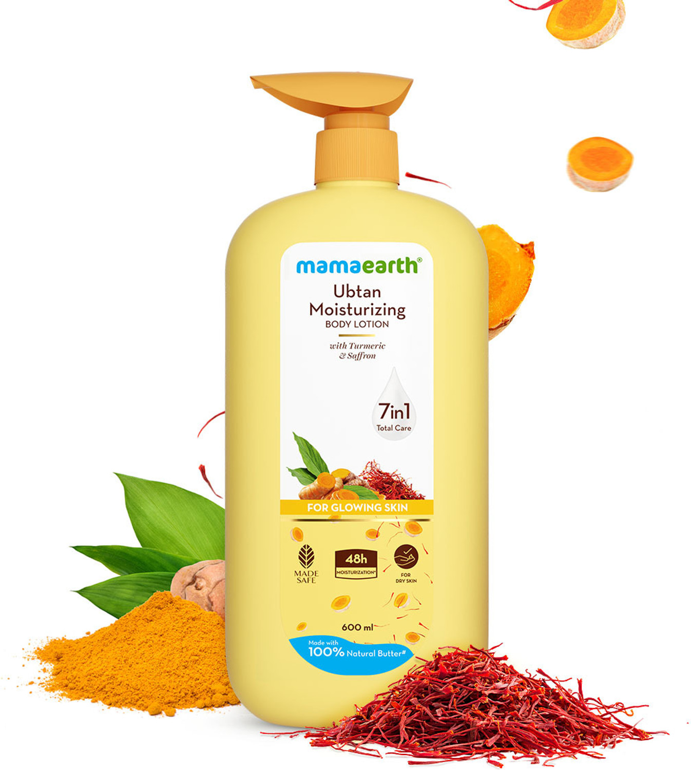 Image of Mamaearth Ubtan Moisturizing Body Lotion with Turmeric & Saffron for Glowing Skin