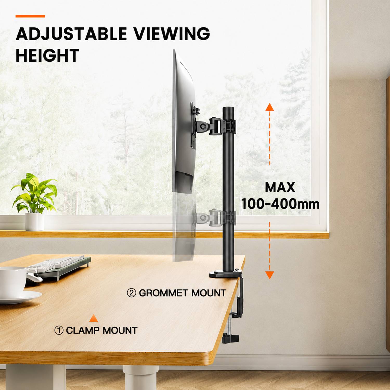 GRACIOUS Monitor Arm Desk Mount, 13-32 Inch, Black - Image 4
