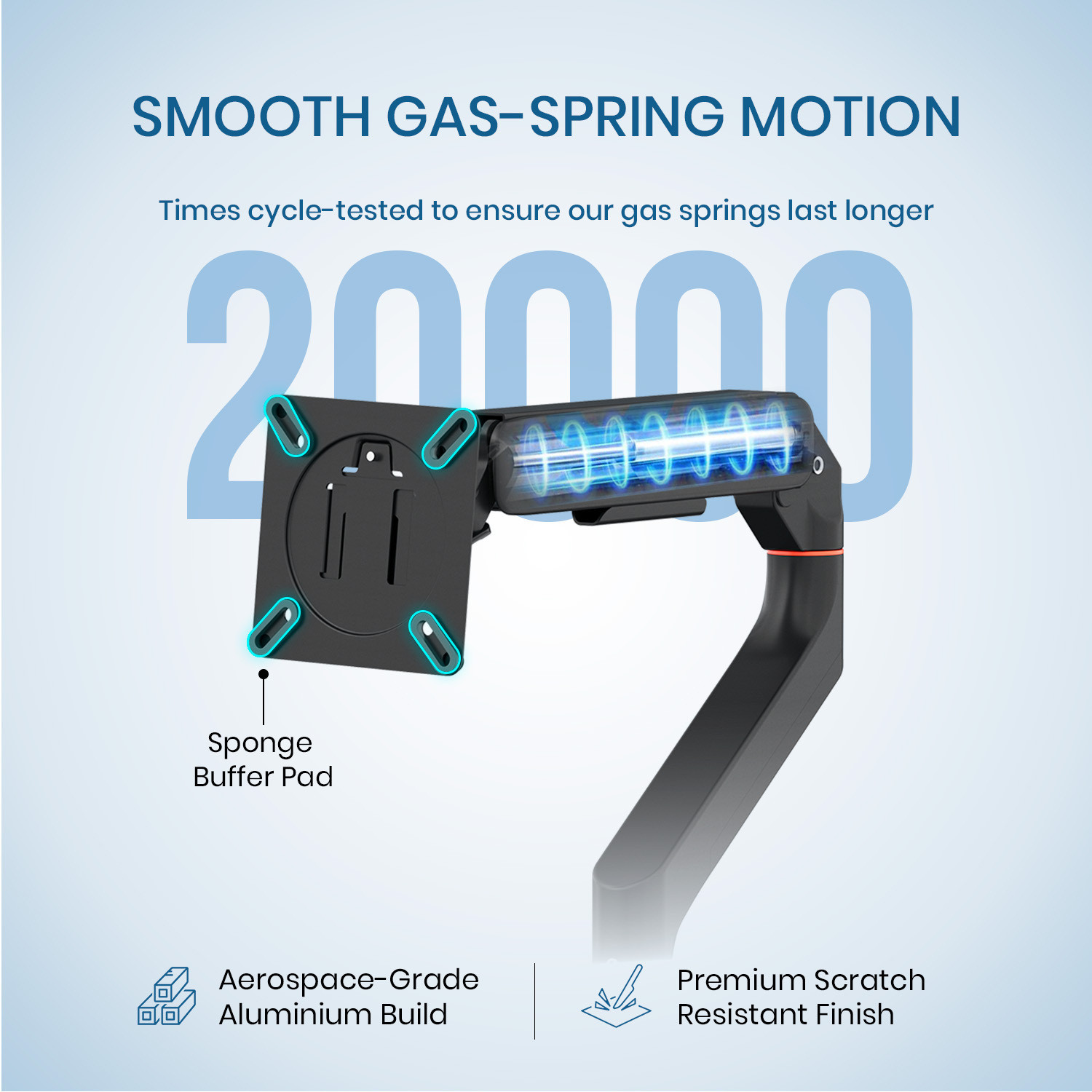 Image of Portronics Aerolift Solo Gas Spring Monitor Arm, 13-32 Inch Screens with Dual Mount Options Desk Mount Monitor Arm