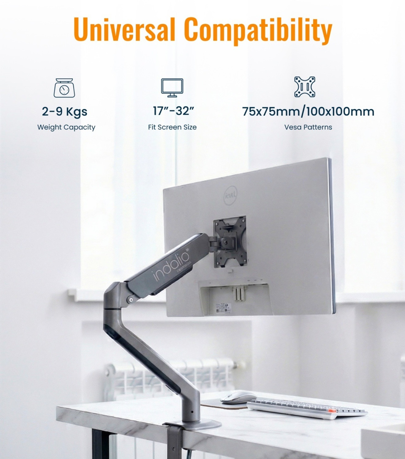 Image of INDALIO GAS SPRING DESK MOUNT MONITOR ARM Desk Mount Monitor Arm