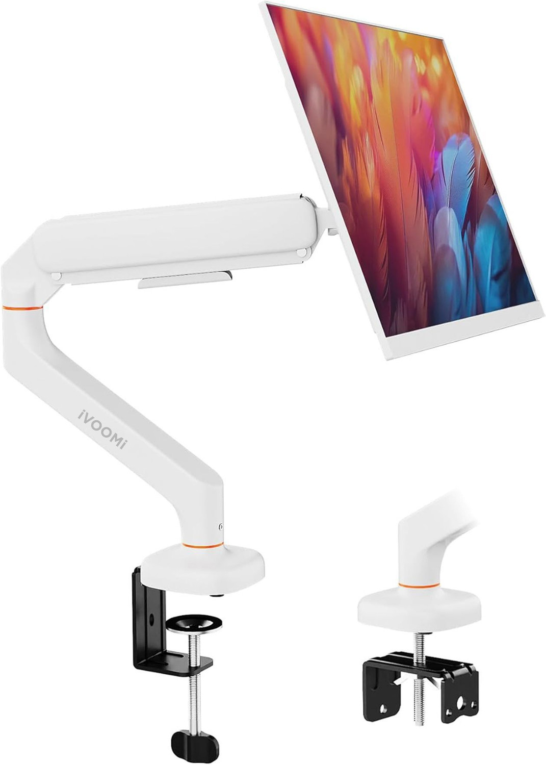 Image of iVoomi Power Arm-White Desk Mount Monitor Arm