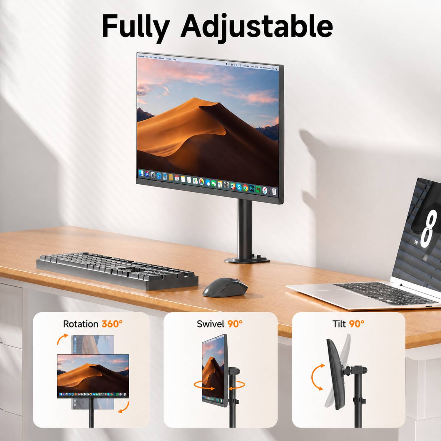GRACIOUS Monitor Arm Desk Mount, 13-32 Inch, Black - Image 5