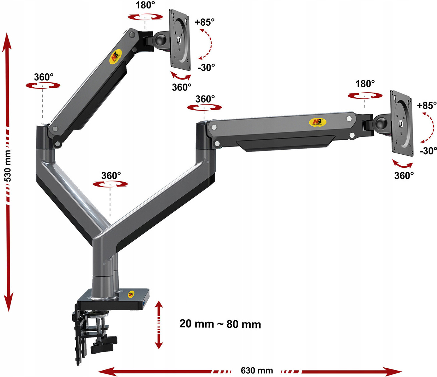 Image of SYGA NB G35 Desk Mount Monitor Arm