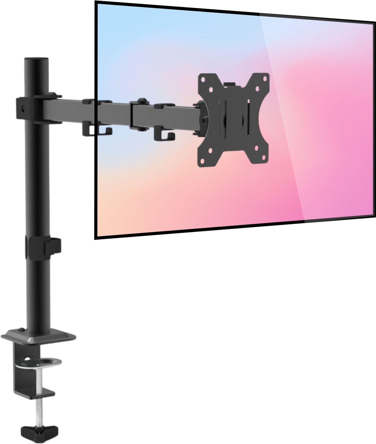 Image of Dyazo Plus Single Monitor Stand Height Adjustable for 13-32 inch Screen with Articulating Desk Mount Monitor Arm