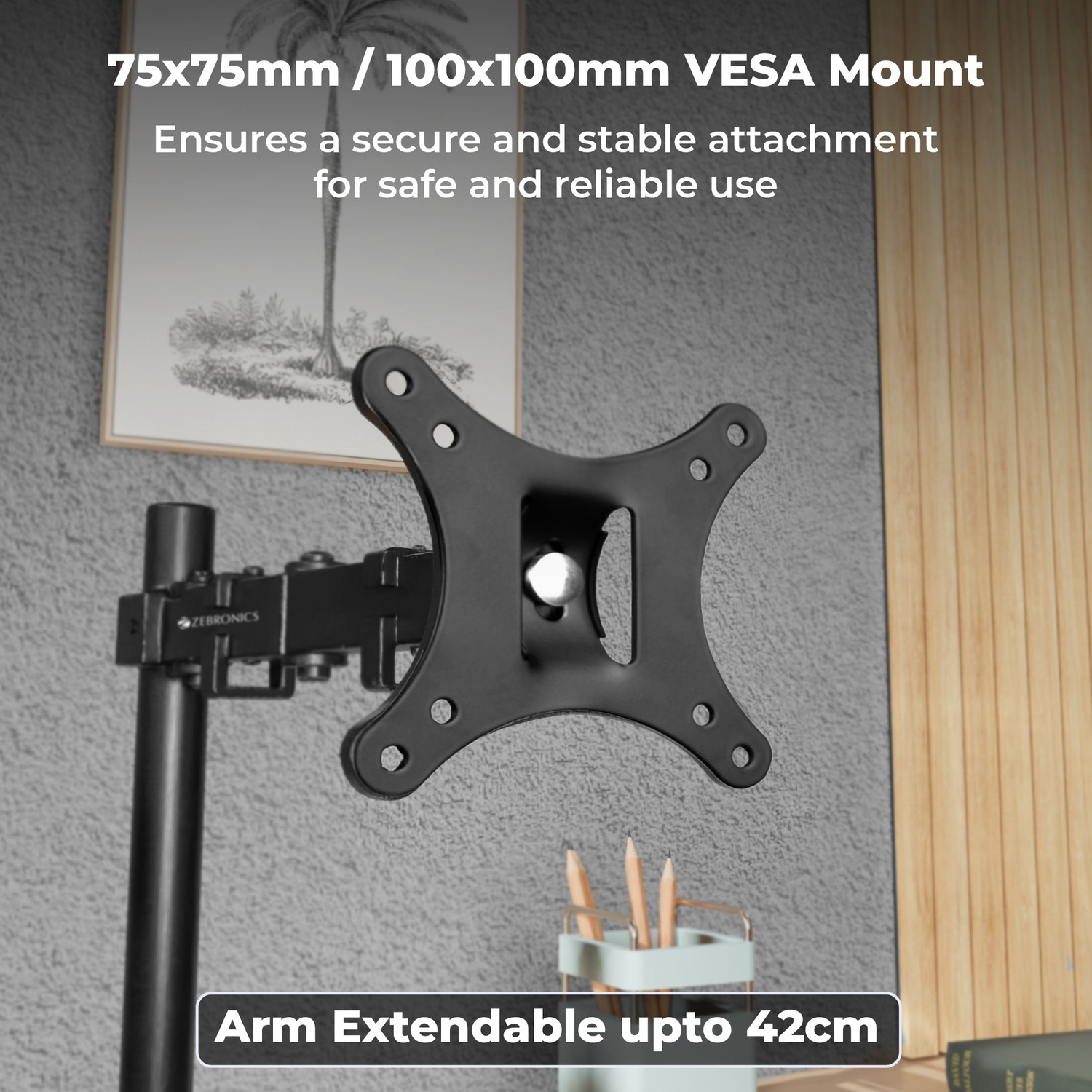 Image of ZEBRONICS Zeb-DMS200 Desk Mount Monitor Arm