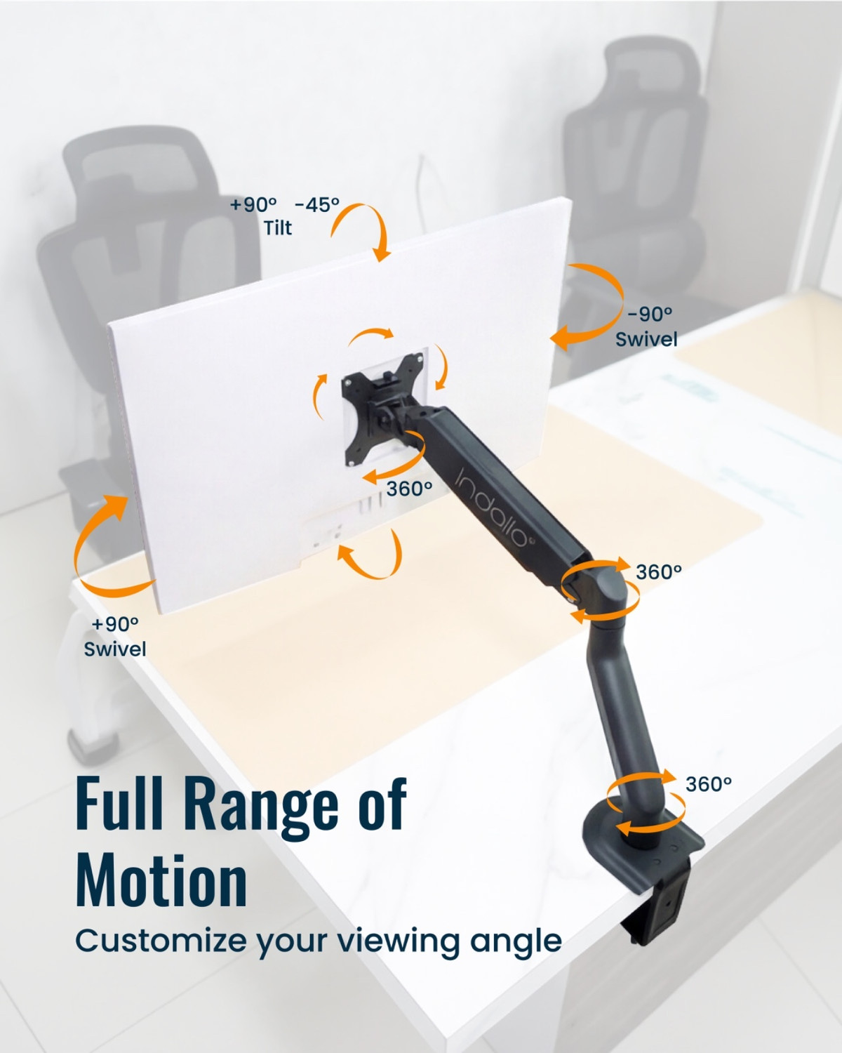 Image of INDALIO GAS SPRING DESK MOUNT MONITOR ARM Desk Mount Monitor Arm