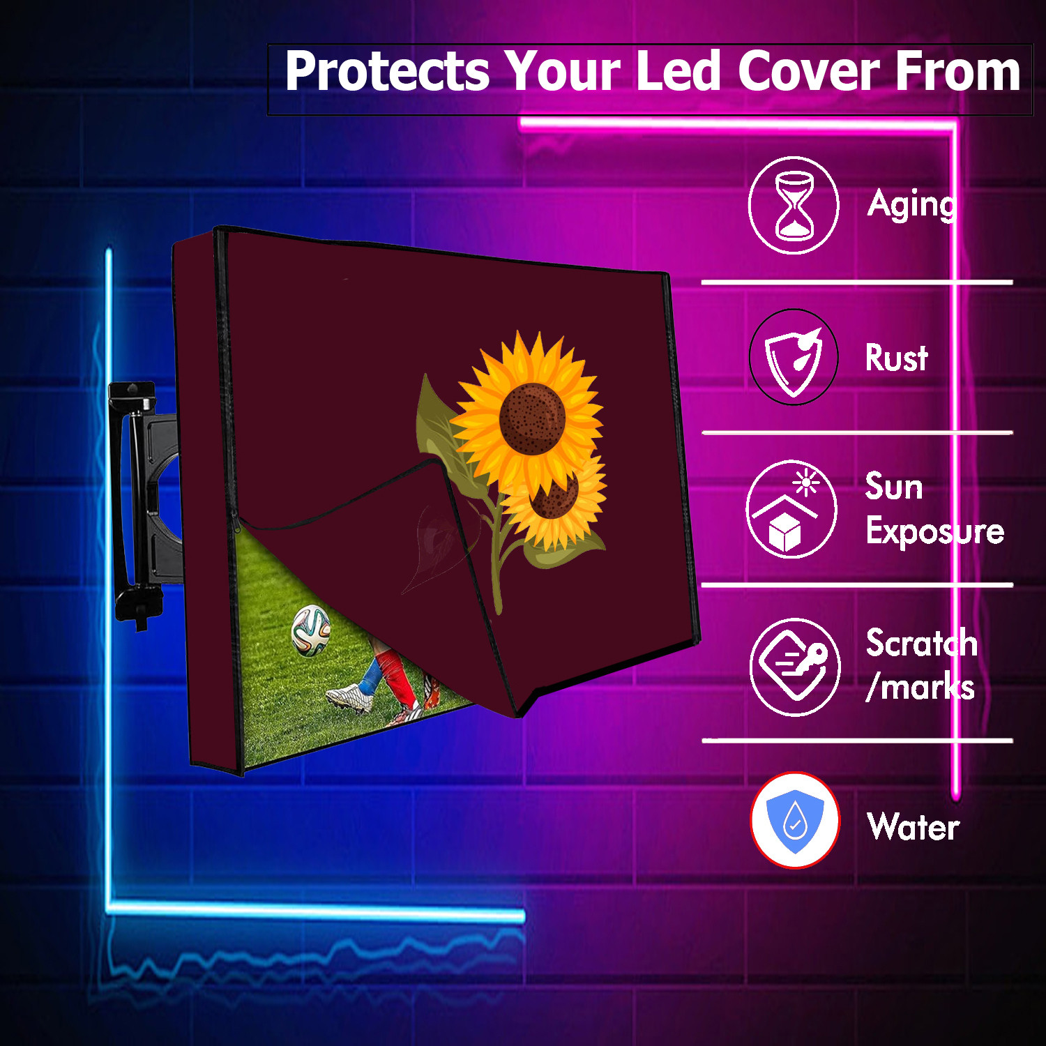 Image of Delideal for 55 inch Computer Monitor, TV, LCD Monitor, etc. - ledMaroon2855IN