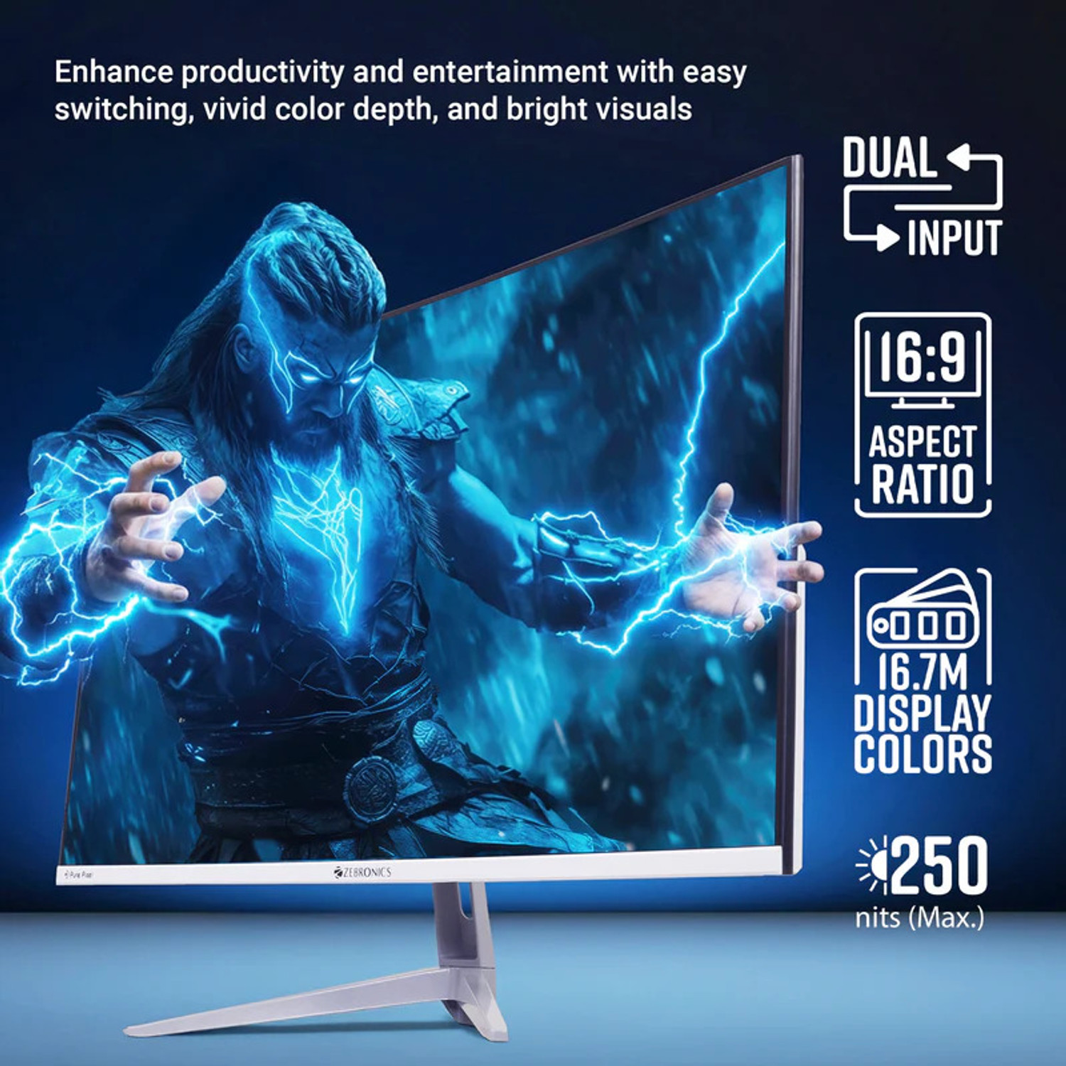 Image of ZEBRONICS 81.28 cm (32 inch) Curved Full HD IPS Panel Monitor (Zeb EA320 (100Hz) Monitor with HDMI + VGA Dual Input, Built-in Speaker, 250 Nits)
