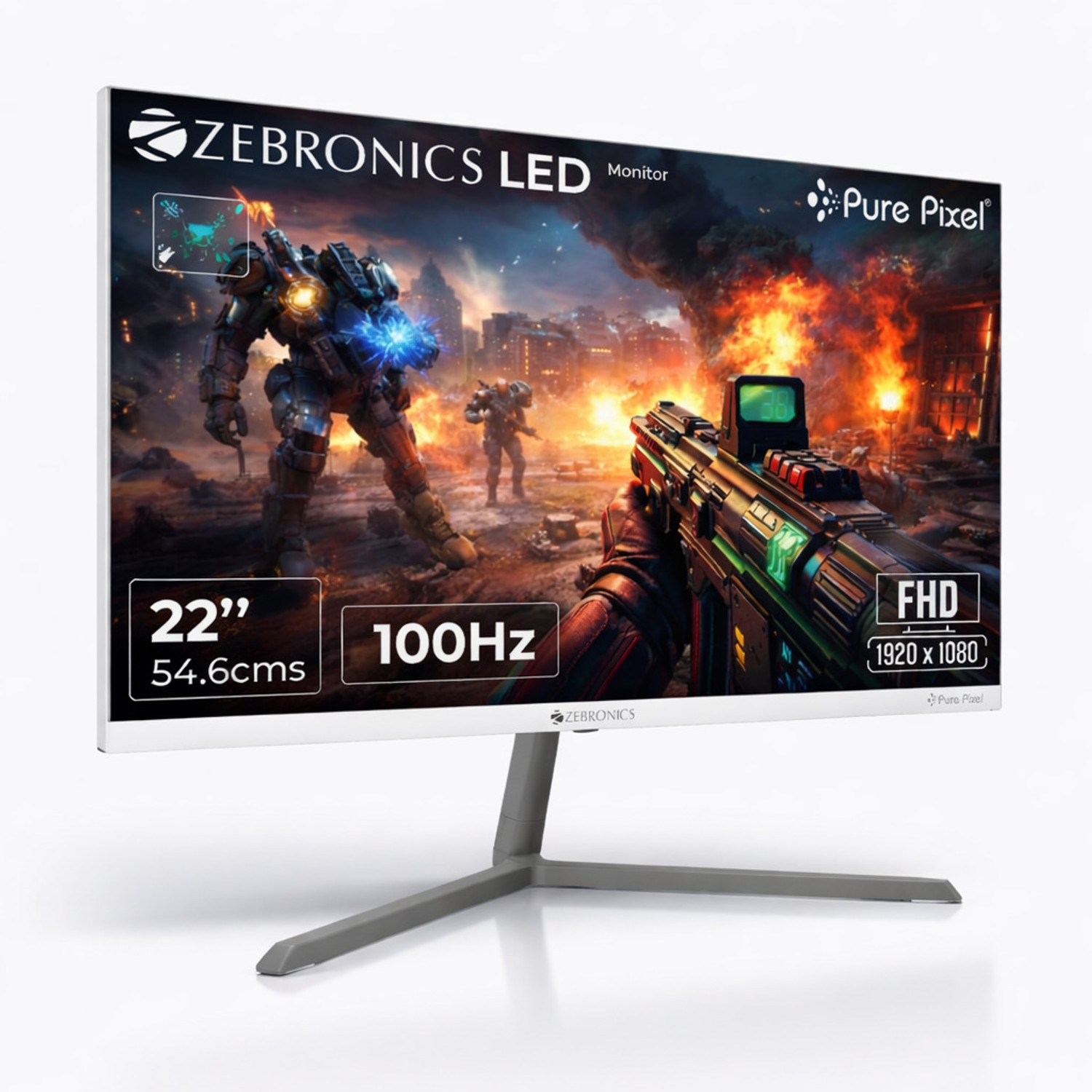Image of ZEBRONICS 54.61 cm (22 inch) Full HD IPS Panel Monitor (ZEB-A122FHD LED Anti-Glare Screen, Ultra Slim, Bezel-Less Display)