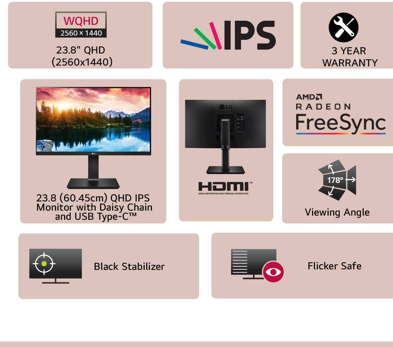 LG 60.45 cm (24 inch) Quad HD IPS Panel with sRGB 99%, USB-C (65W