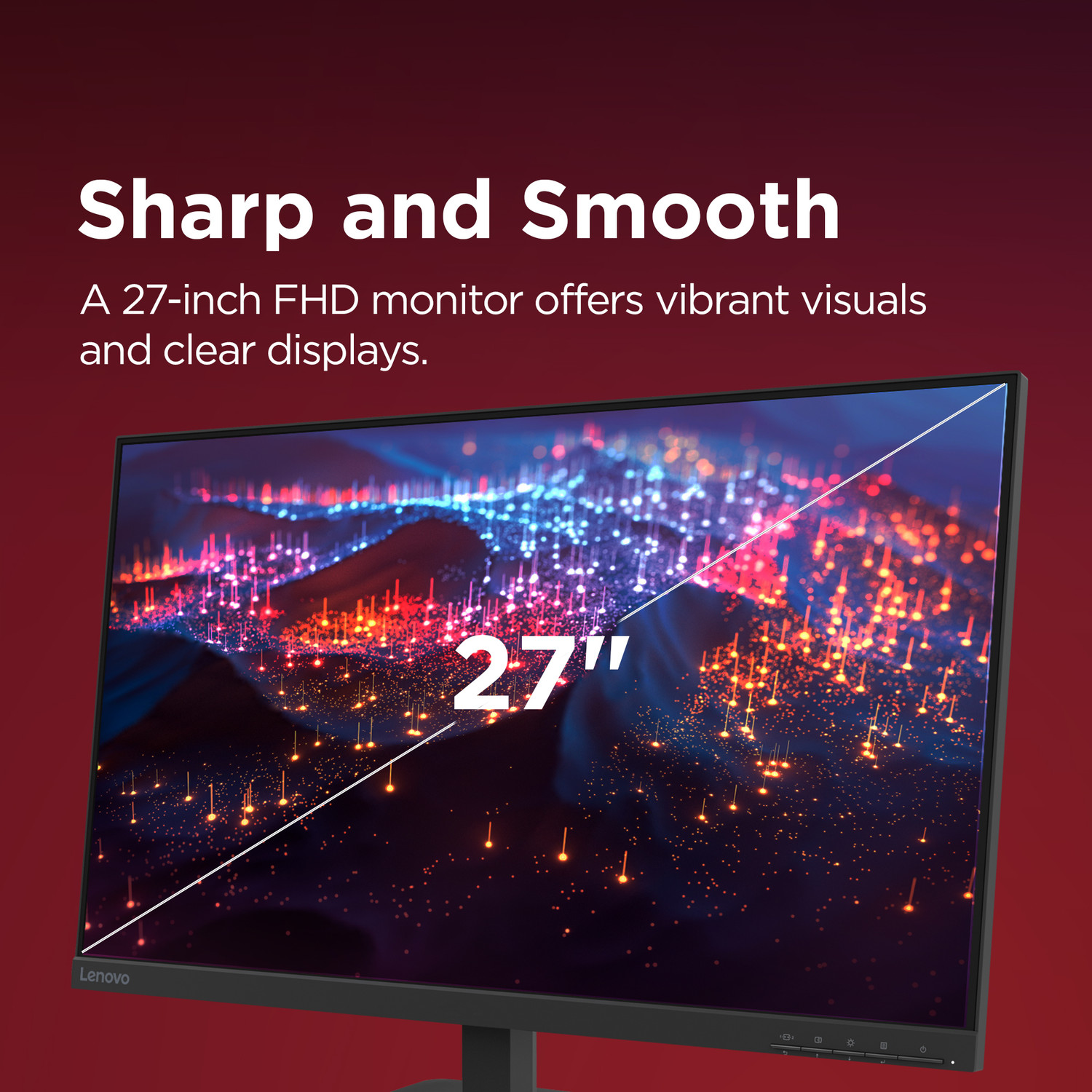 Image of Lenovo L Series 68.58 cm (27 inch) Full HD LED Backlit IPS Panel with 99%sRGB, 1x HDMI 1.4, 1x VGA, Tilt, Ultraslim Monitor (L27-4e) (Response Time: 4 ms, 100 Hz Refresh Rate)