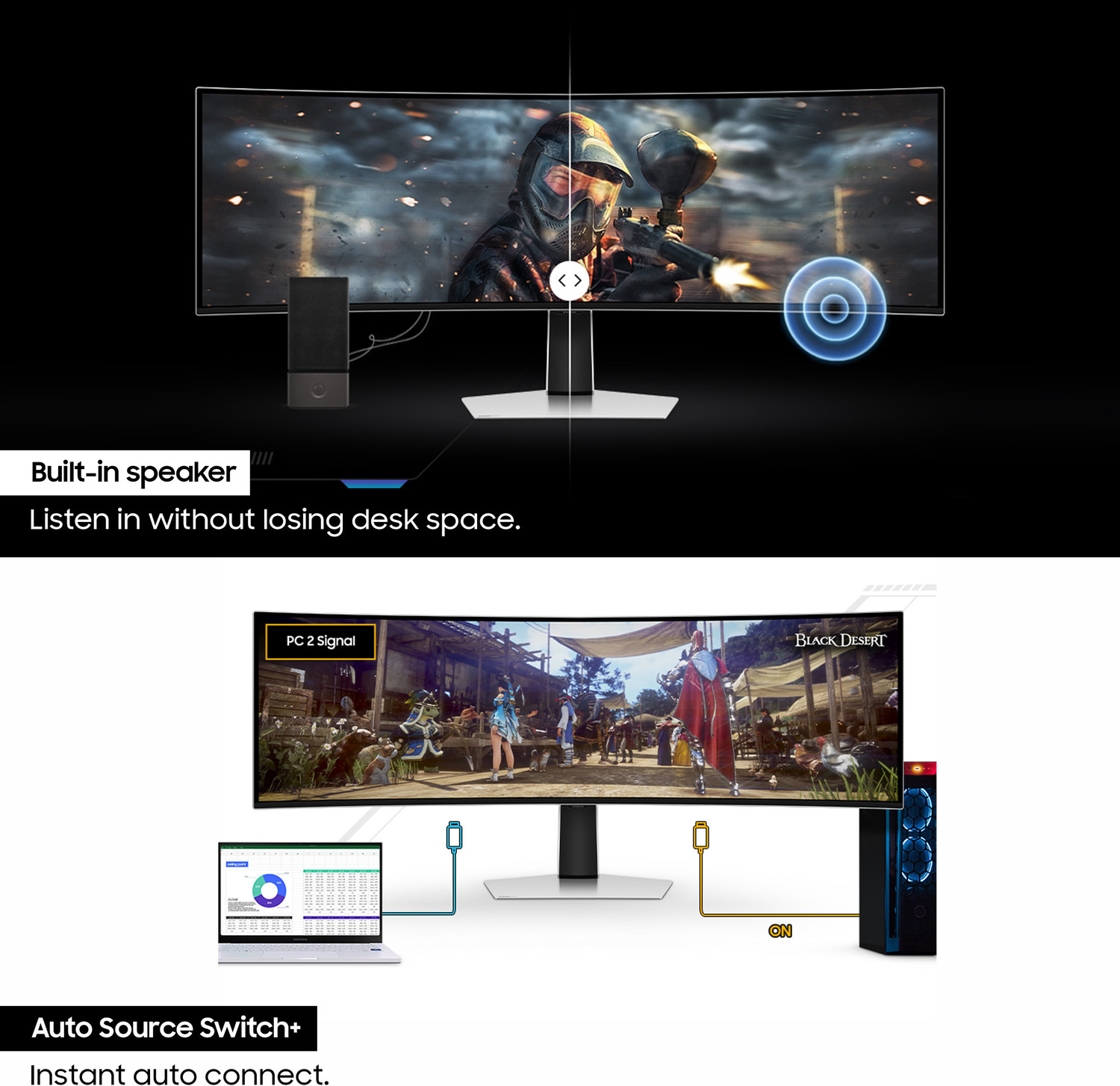 Image of Samsung Odyssey G9 124.46 cm (49 inch) Curved DQHD OLED Panel with HDR10+, 1800R Curvature, NVIDIA G Sync Compatible, Quantum Dot, Inbuilt Speakers, Height Adjustable Stand Gaming Monitor (LS49CG930SWXXL)