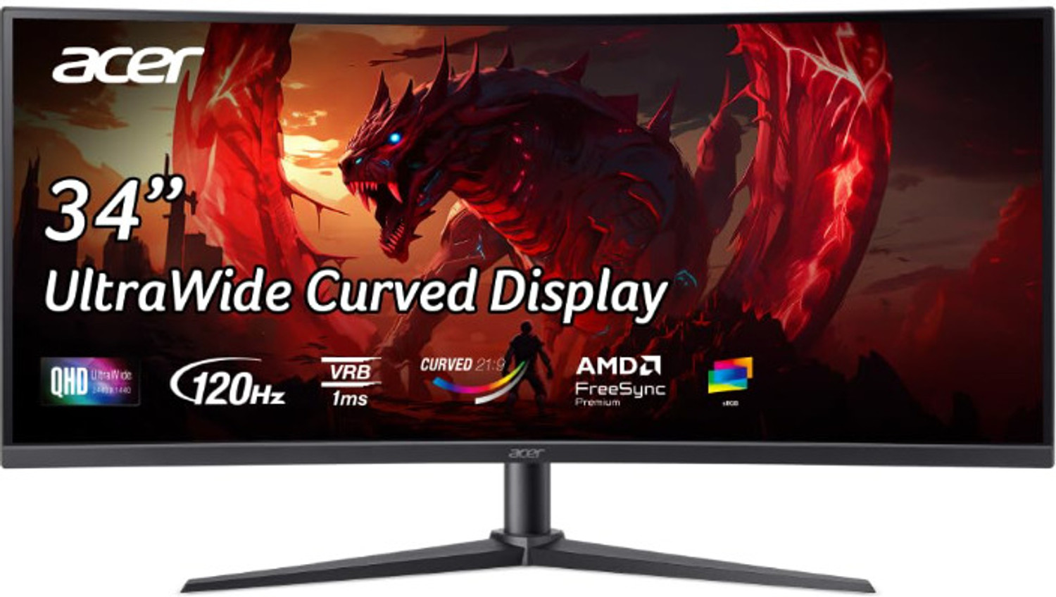 Image of Acer 86.36 cm (34 inch) Curved UWQHD LED Backlit VA Panel Gaming Monitor (ED340CUR J0)
