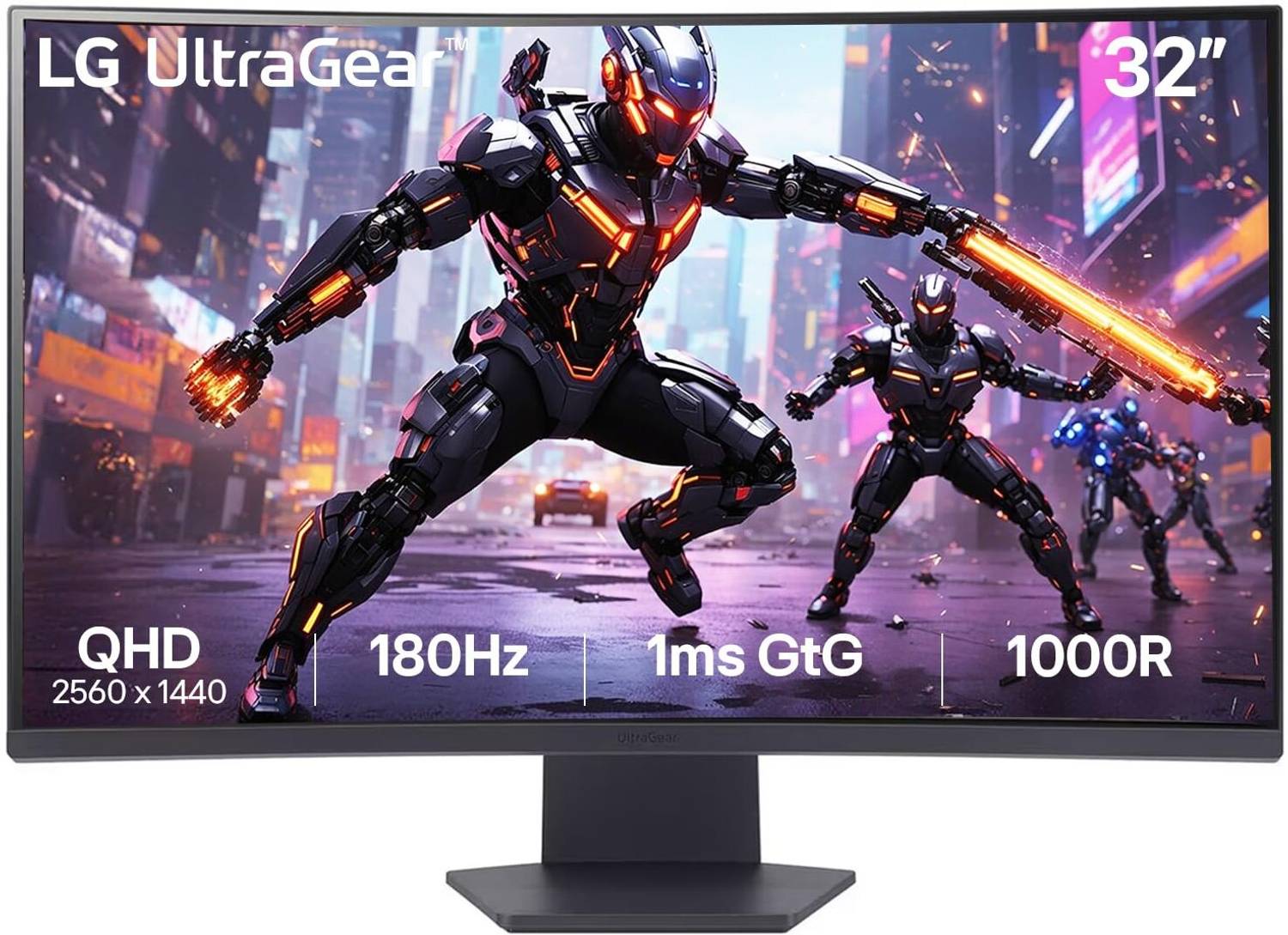 LG ULTRAGEAR 32GS60QC 1000R 81.28 cm (32 inch) Curved Quad HD LED Backlit VA Panel Gaming Monitor ((2560 x 1440), HDR10, 99% sRGB,3000:1, HDMIx2 Display Port, Vesa Certified)
