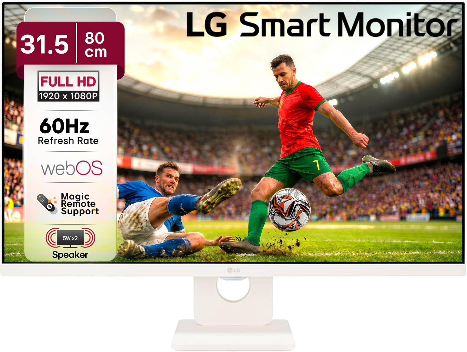 LG 80.01 cm (32 inch) Full HD IPS Panel with webOS, Apple AirPlay 2, HomeKit compatibility, 5Wx2 speakers, Magic remote compatible Smart Monitor (32SR50F-WA.ATREMSN)