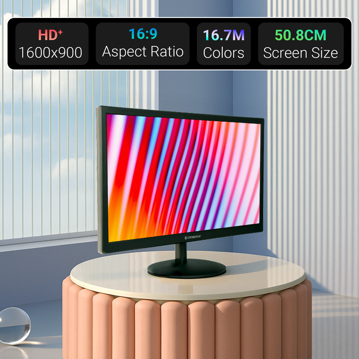 Image of ZEBSTER A20HD 50.8 cm (20 inch) Full HD VA Panel with HDMI & VGA Input, 220nits Brightness, 16.7M Colors Monitor (A20HD LED)