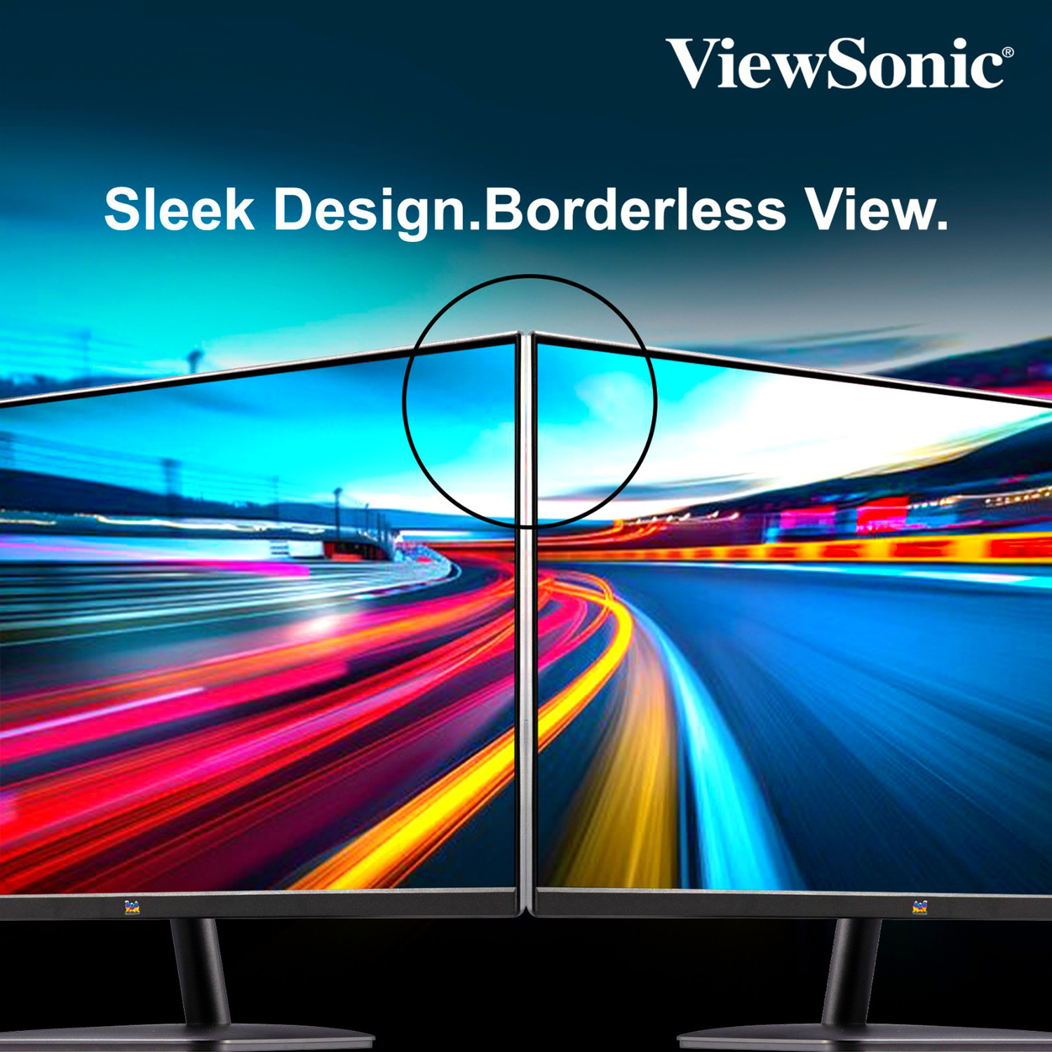 Image of ViewSonic 153.54 cm (61 cm) Full HD LED Backlit IPS Panel with Bezel Less, Low Blue Light, Flicker-Free, Tilt, sRGB 104%, HDMI, VGA, Audio Out, Slim Monitor (VA2432-H)