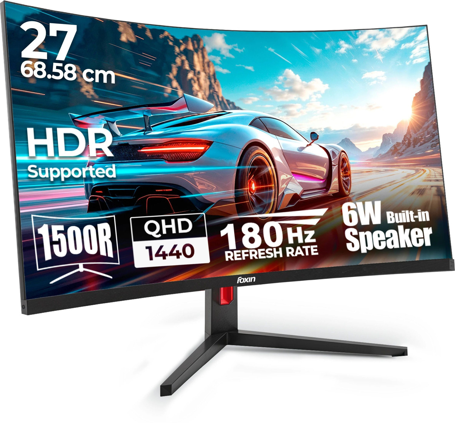 Image of Foxin 68.58 cm (27 inch) Curved Quad HD LED Backlit VA Panel Gaming Monitor (Phantom Pro 27 inch(68.58 cm) 1500R 2K Curved Gaming Monitor, QHD 2560x1440p,)