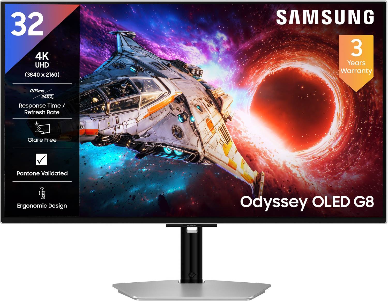 Samsung 80.29 cm (32 inches) 4K Ultra HD OLED Panel Gaming Monitor (Odyssey OLED G8 Gaming Monitor UHD, 240 Hz, 0.03ms(GTG), FreeSync Premium Pro)