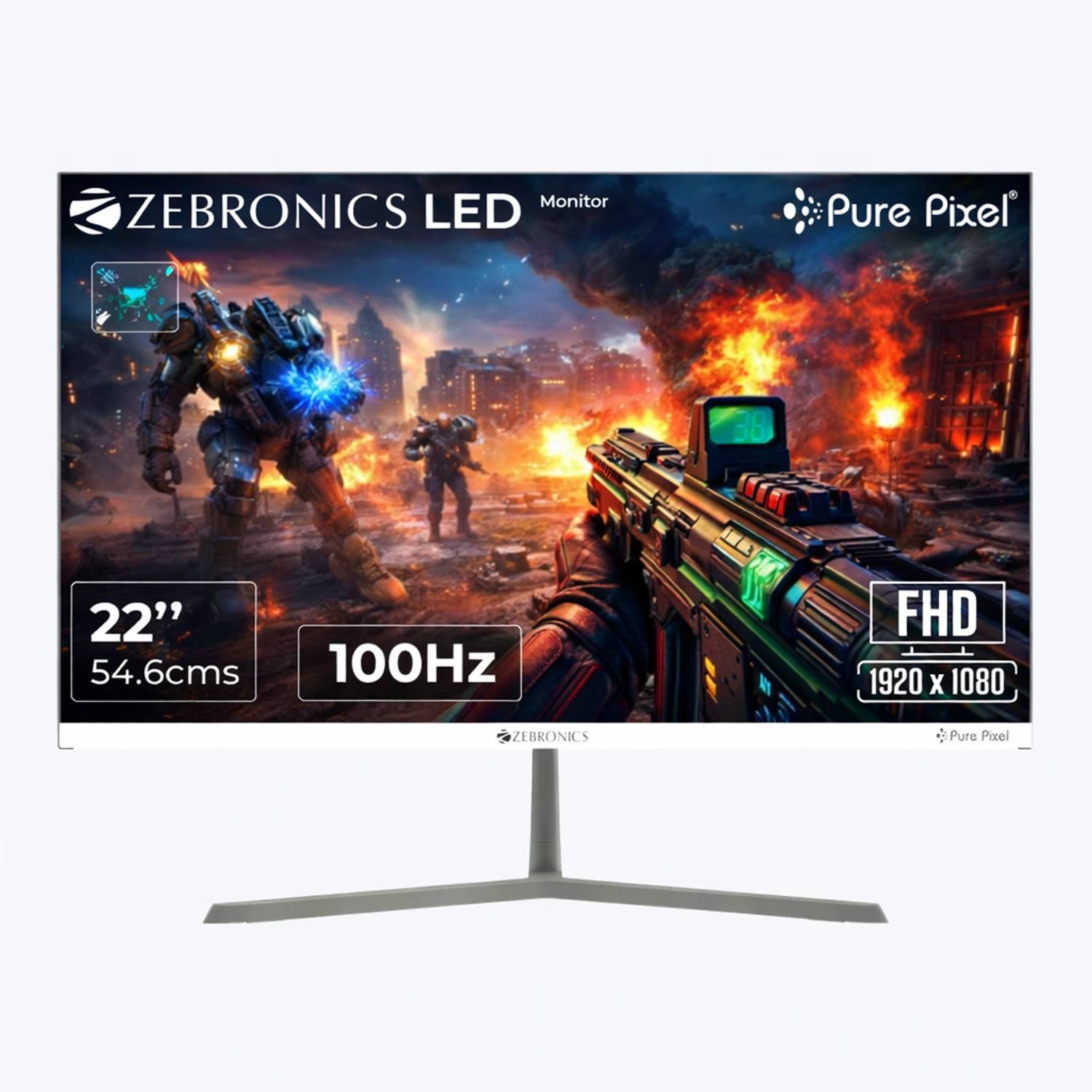 ZEBRONICS 54.61 cm (22 inch) Full HD IPS Panel Monitor (ZEB-A122FHD LED Anti-Glare Screen, Ultra Slim, Bezel-Less Display)