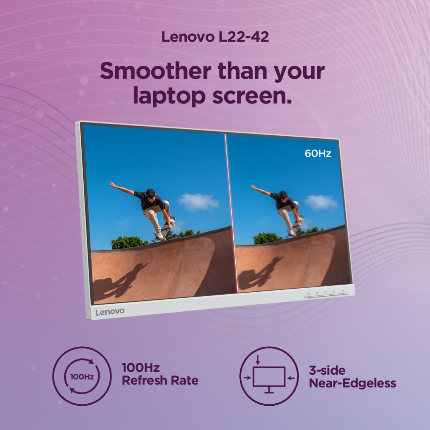 Image of Lenovo L-Series 54.61 cm (22 inch) Full HD LED Backlit IPS Panel Monitor (L22-42)