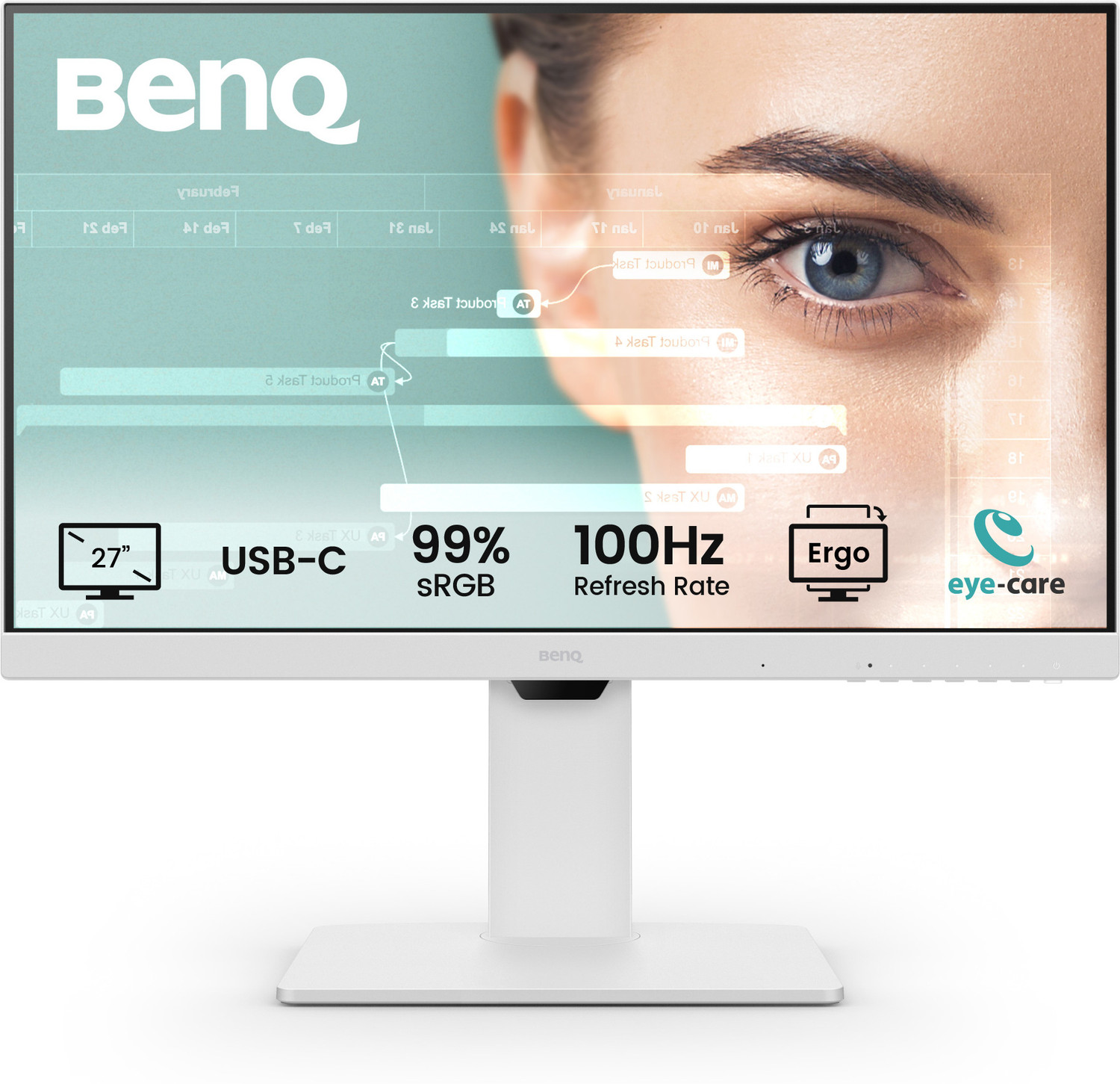 BenQ GW2786TC 68.58 cm (27 inch) Full HD LED Backlit IPS Panel with USB-C(65W PD), Daisy Chain, 99% sRGB, Coding Mode, HDMI, DP, USB Hub, 2Wx2 Inbuilt Speakers, Eye Care, Noise Cancelling Microphone, Height Adjustable Monitor (GW2786TC)