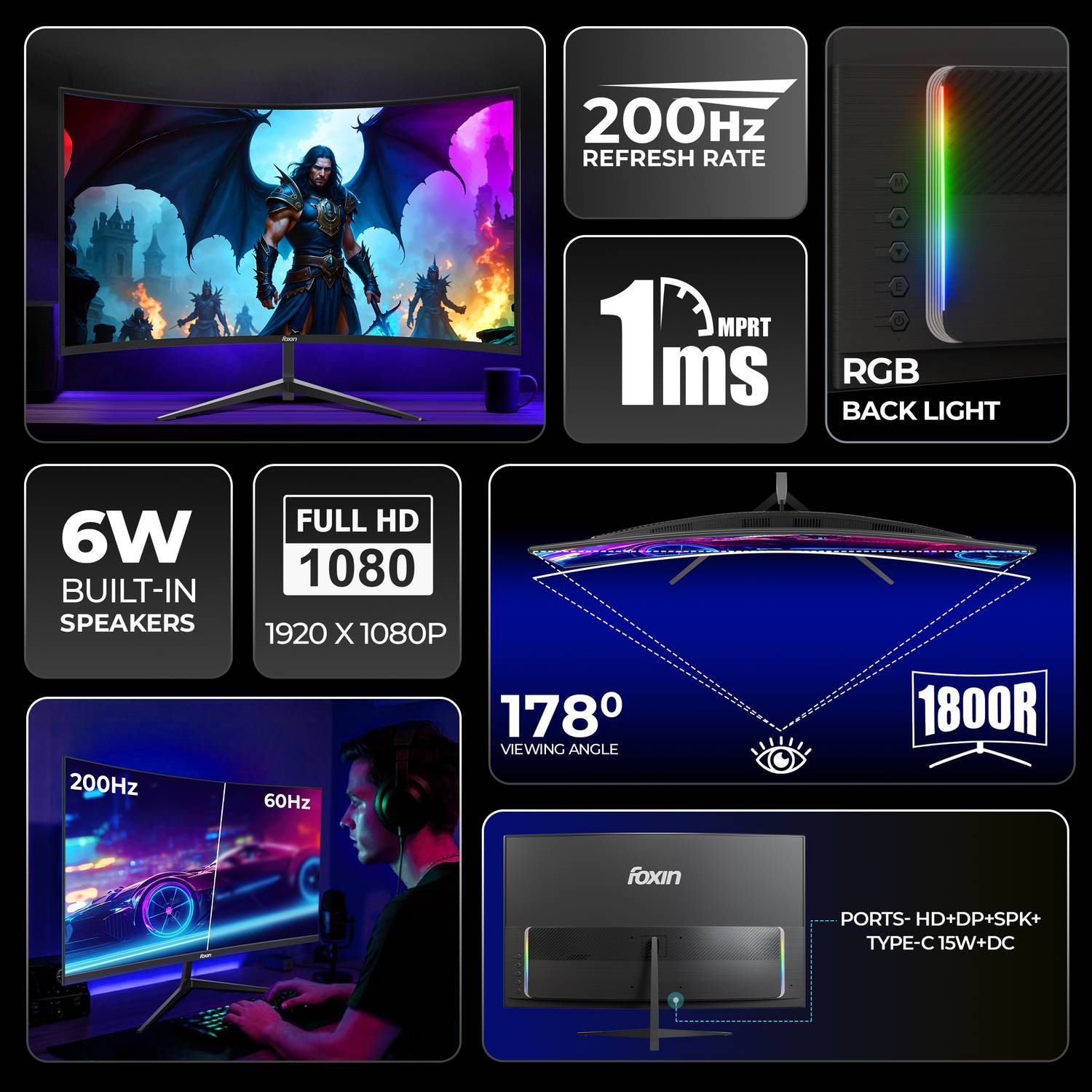 Foxin 27 inch 1800R Curved Gaming Monitor - Image 2