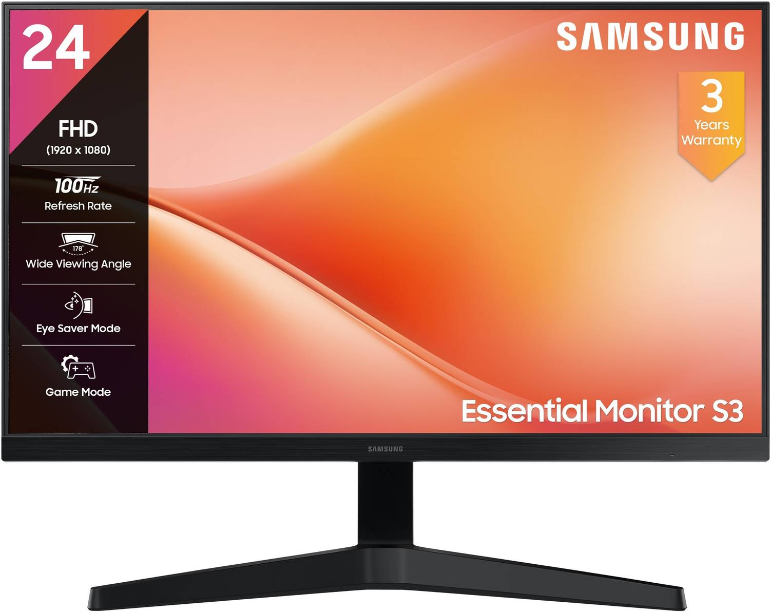 Samsung S3 60.96 cm (24 inch) Full HD LED Backlit VA Panel Monitor (LS24F330EAWXXL)