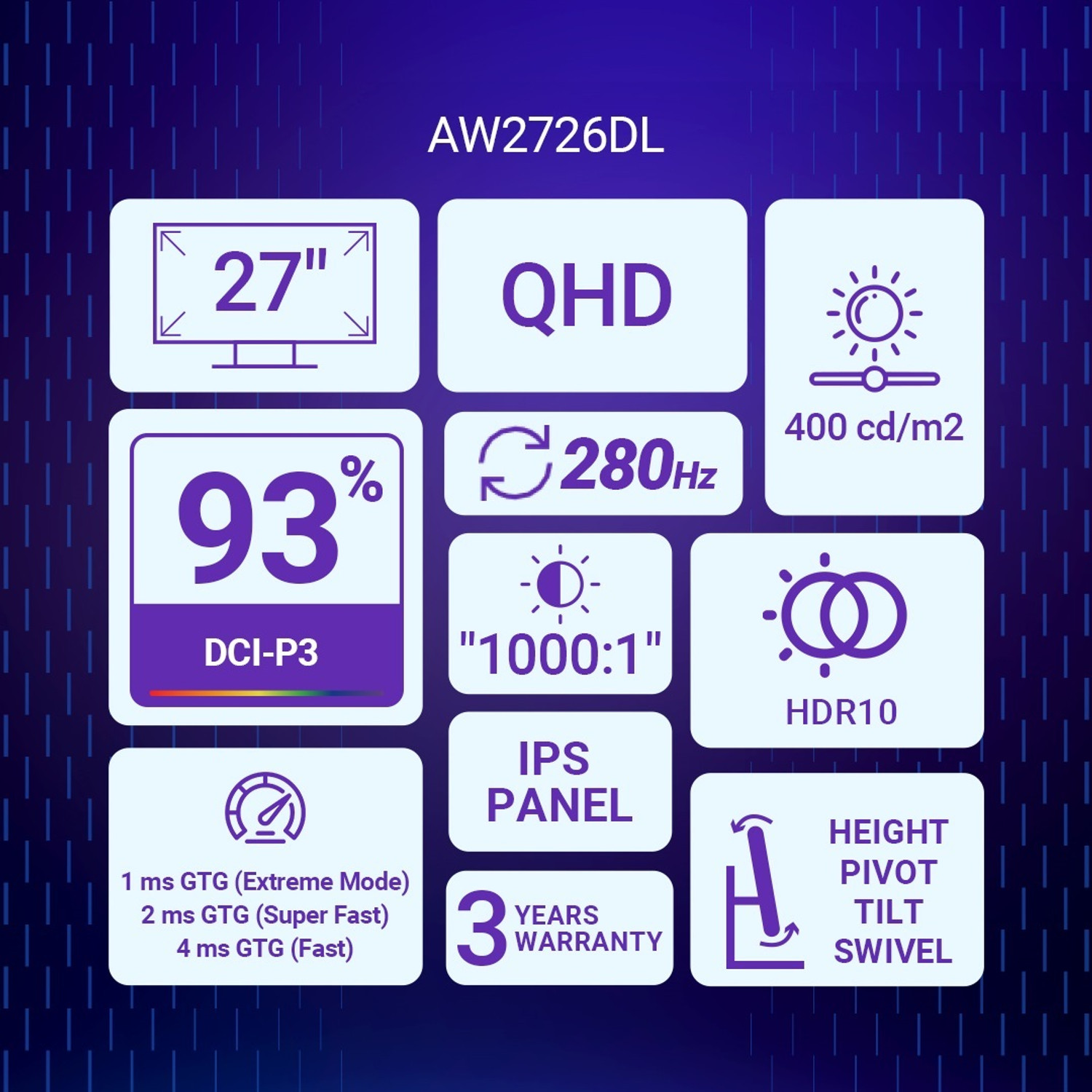 Image of DELL AW Series 68.58 cm (27 inch) Quad HD IPS Panel Gaming Monitor (AW2726DL)