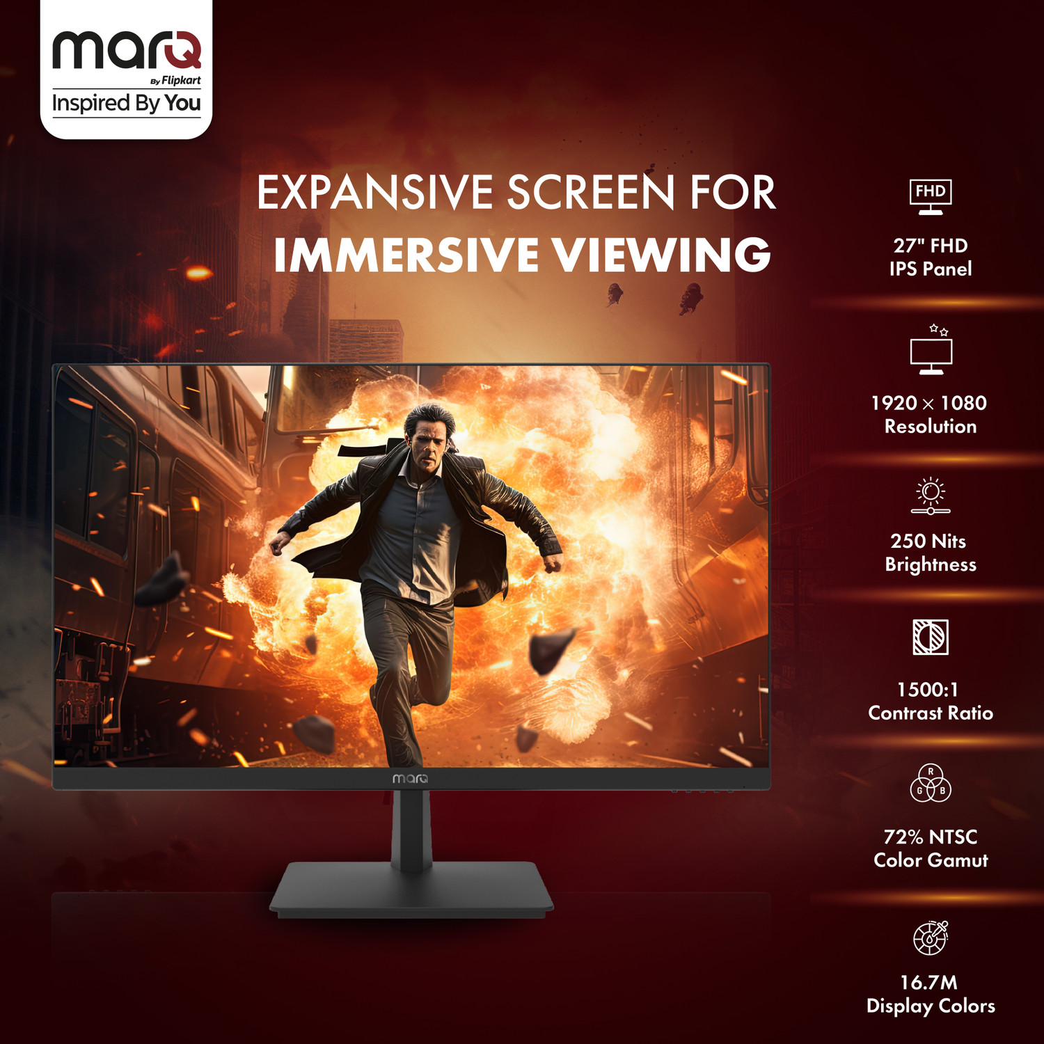 Image of MarQ by Flipkart 68.58 cm (27 inch) Full HD IPS Panel Monitor (27FHDMEQPUUB)