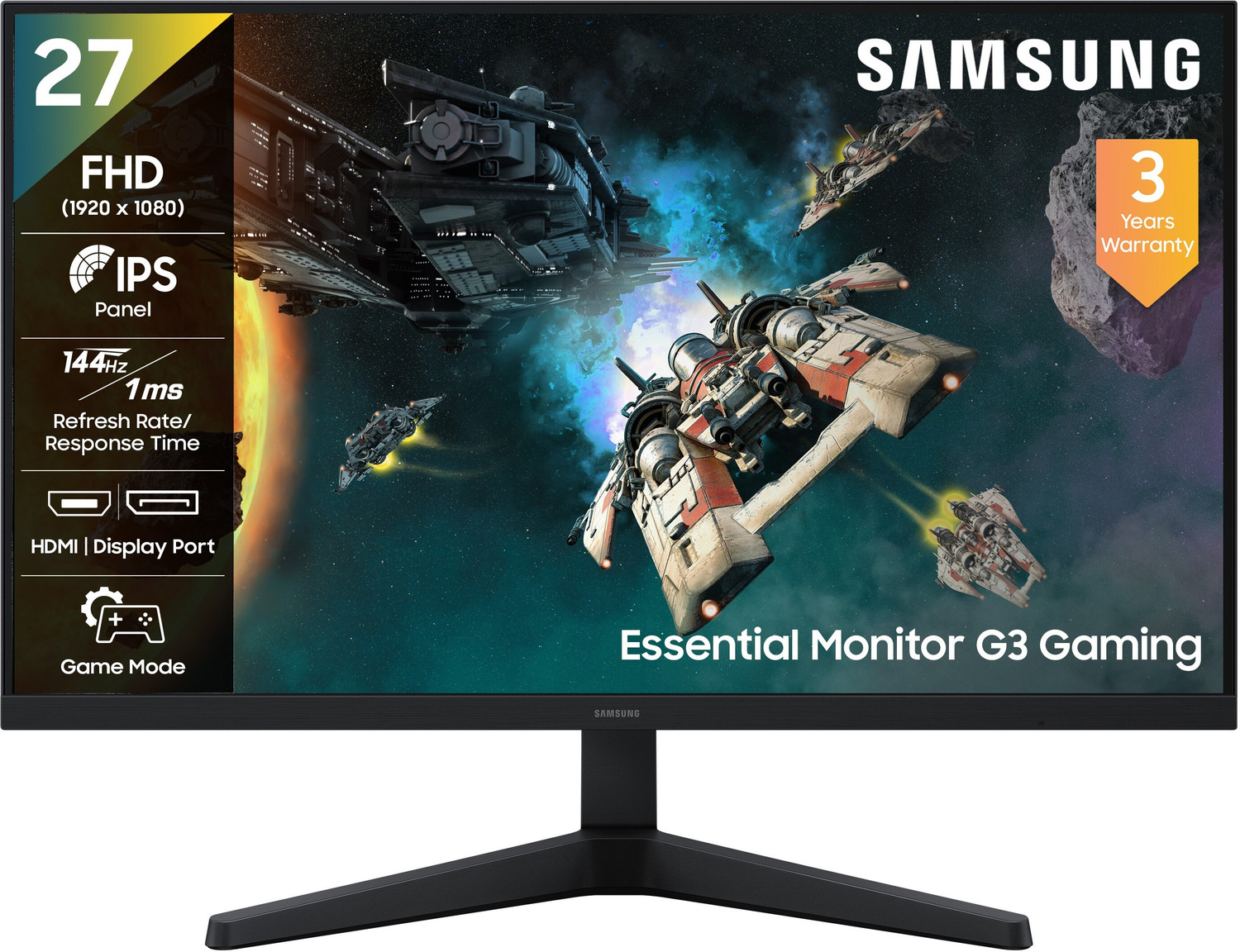 Image of Samsung G3 Gaming Monitor 68.58 cm (27 inch) Full HD LED Backlit IPS Panel Gaming Monitor (LS27HG310EWXXL) (Response Time: 1 ms, 144 Hz Refresh Rate)