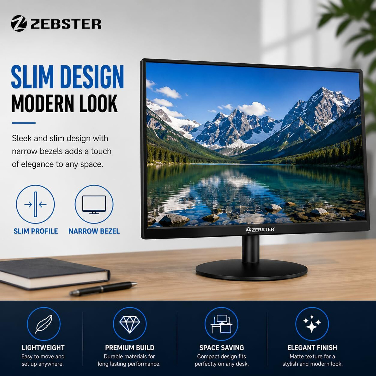 Image of ZEBRONICS 54.61 cm (22 inch) HD VA Panel Monitor (Zebster Z-EE22FHD)