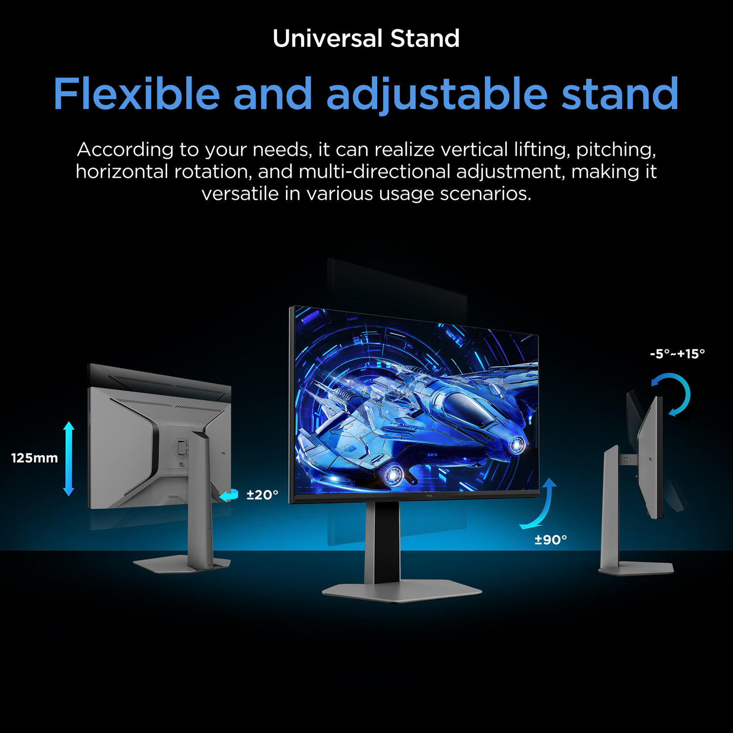 Image of TCL G64 62.23 cm (25 inch) Full HD VA Panel HDR 600 nits Precise Dimming Series Flicker Free Low Blue Light Eye Care Universal Stand (HDMI,DP Ports) Gaming Monitor (25G64)