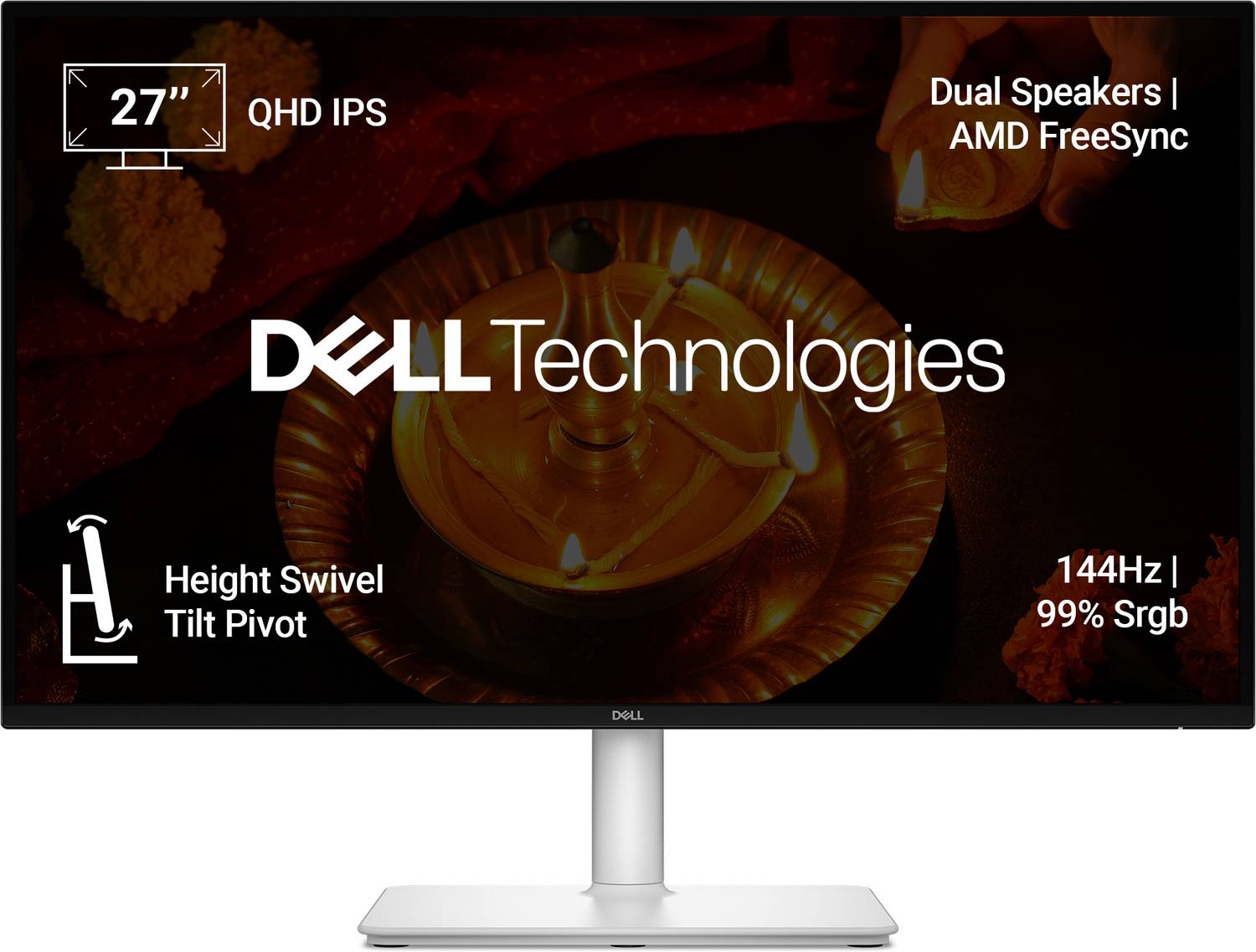 DELL S-Series 68.58 cm (27 inch) Quad HD LED Backlit IPS Panel with Dual Speakers 6W, HDMI, DP Port, Brightness 350 cd/m2, TÜV Rheinland 4-Star Eye Comfort Monitor (S2725DSM)