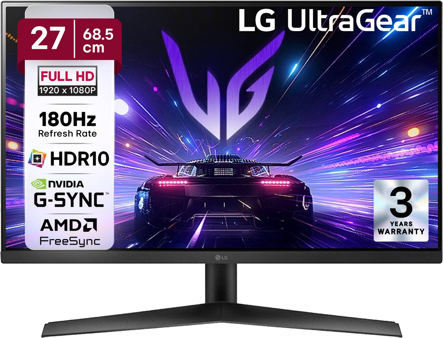 LG UltraGear 68.58 cm (27 inch) Full HD IPS Panel with HDR10, NVI